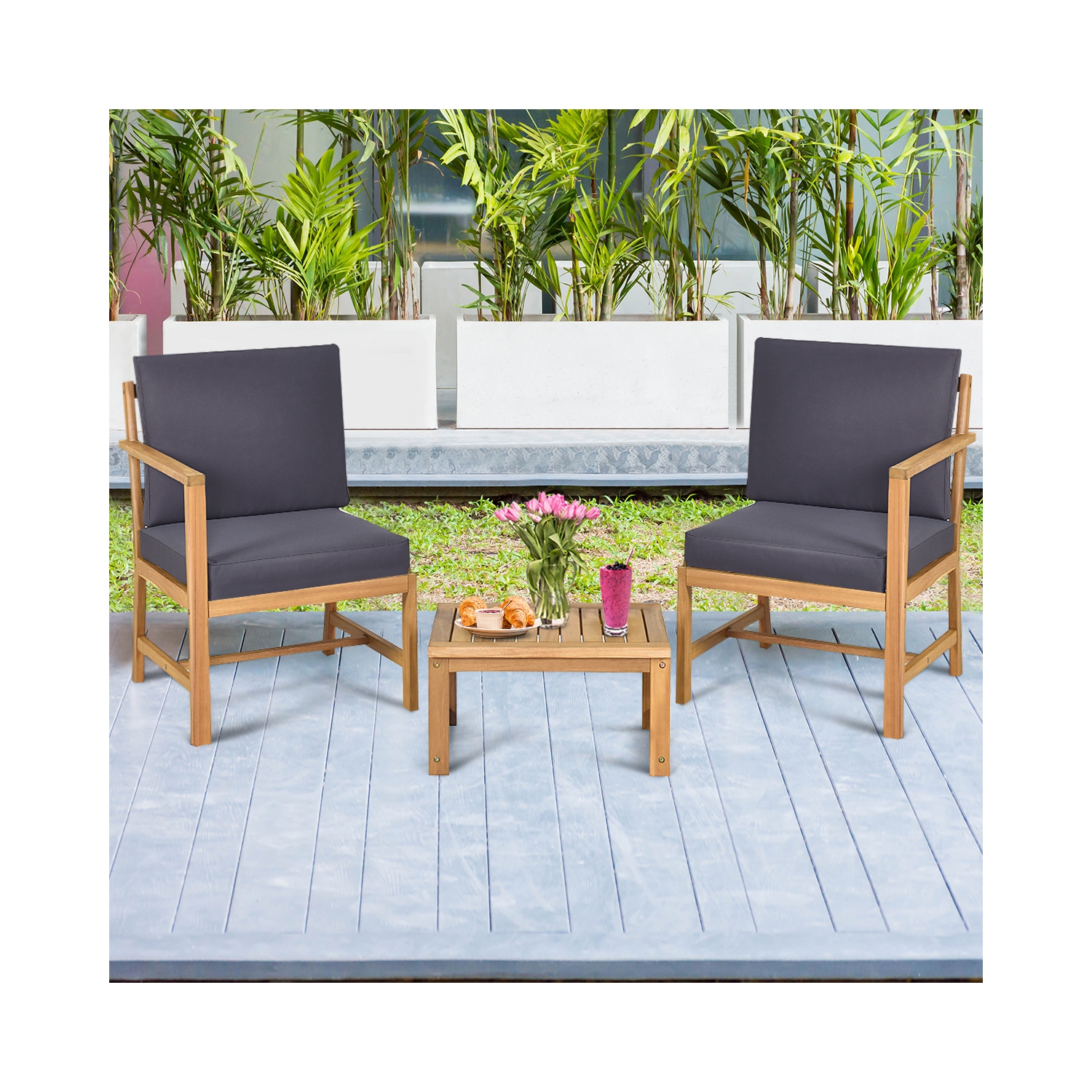 Ensemble de jardin 3 pièces Costway – Une table et 2 chaises