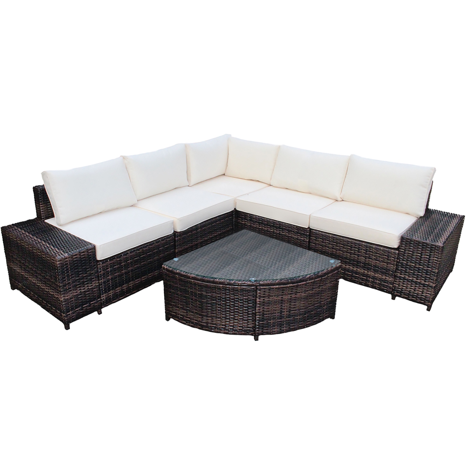Costway 6PCS Rattan Furniture Set Conversation Cushioned Sofa Armrest Garden