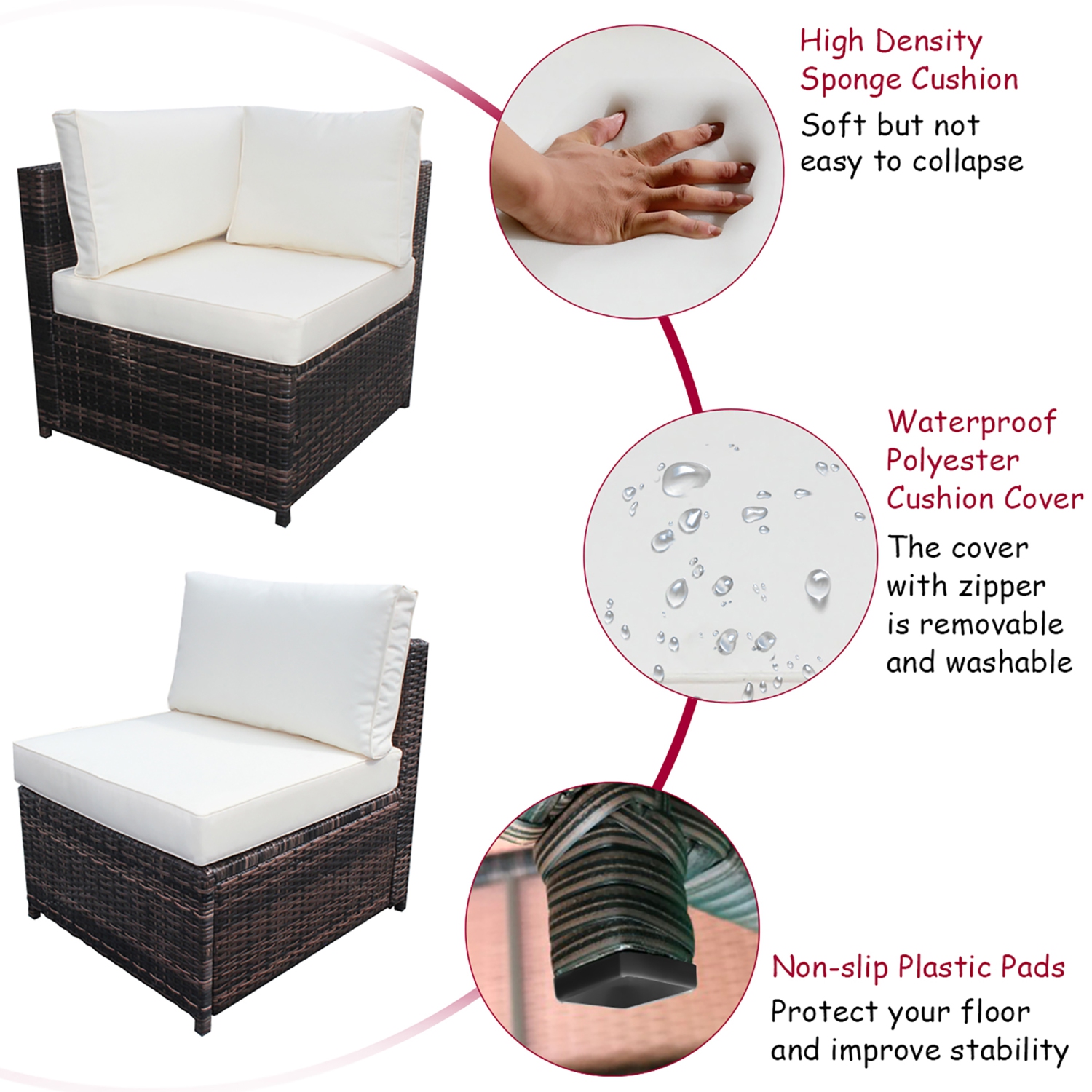 Costway 6PCS Rattan Furniture Set Conversation Cushioned Sofa Armrest Garden