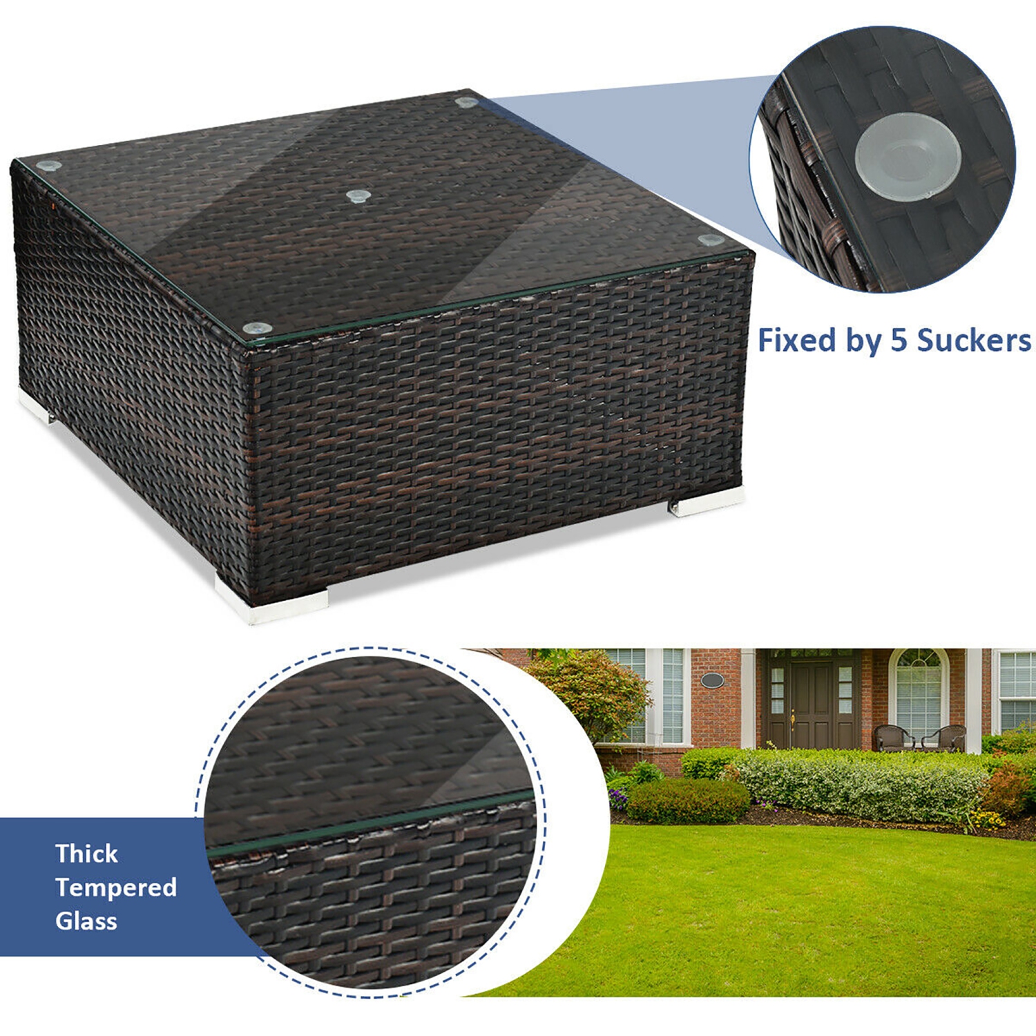 Salon de jardin en rotin 5 pièces