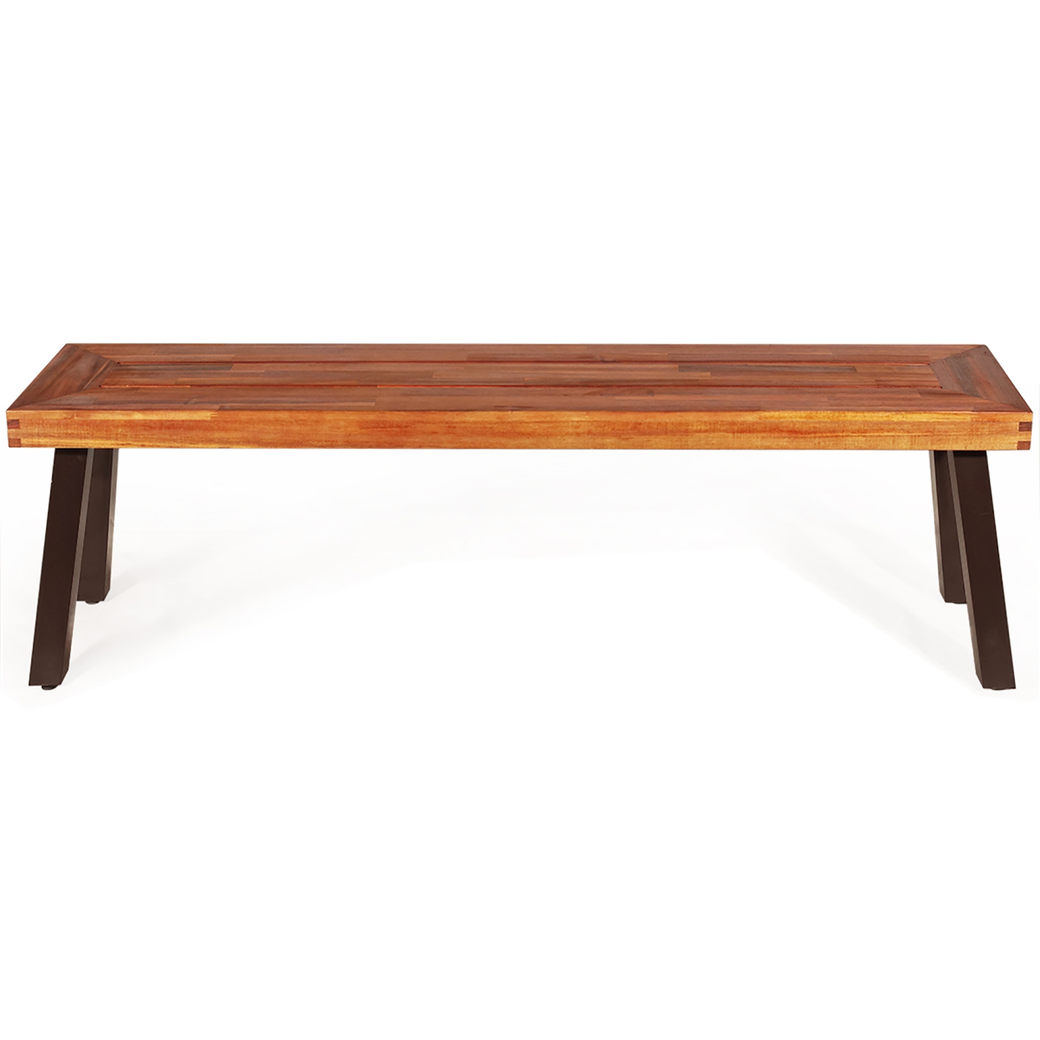 Ensemble table de pique-nique 3 pièces avec banc de table en bois d'acacia et pattes en acier de Costway pour patio extérieur