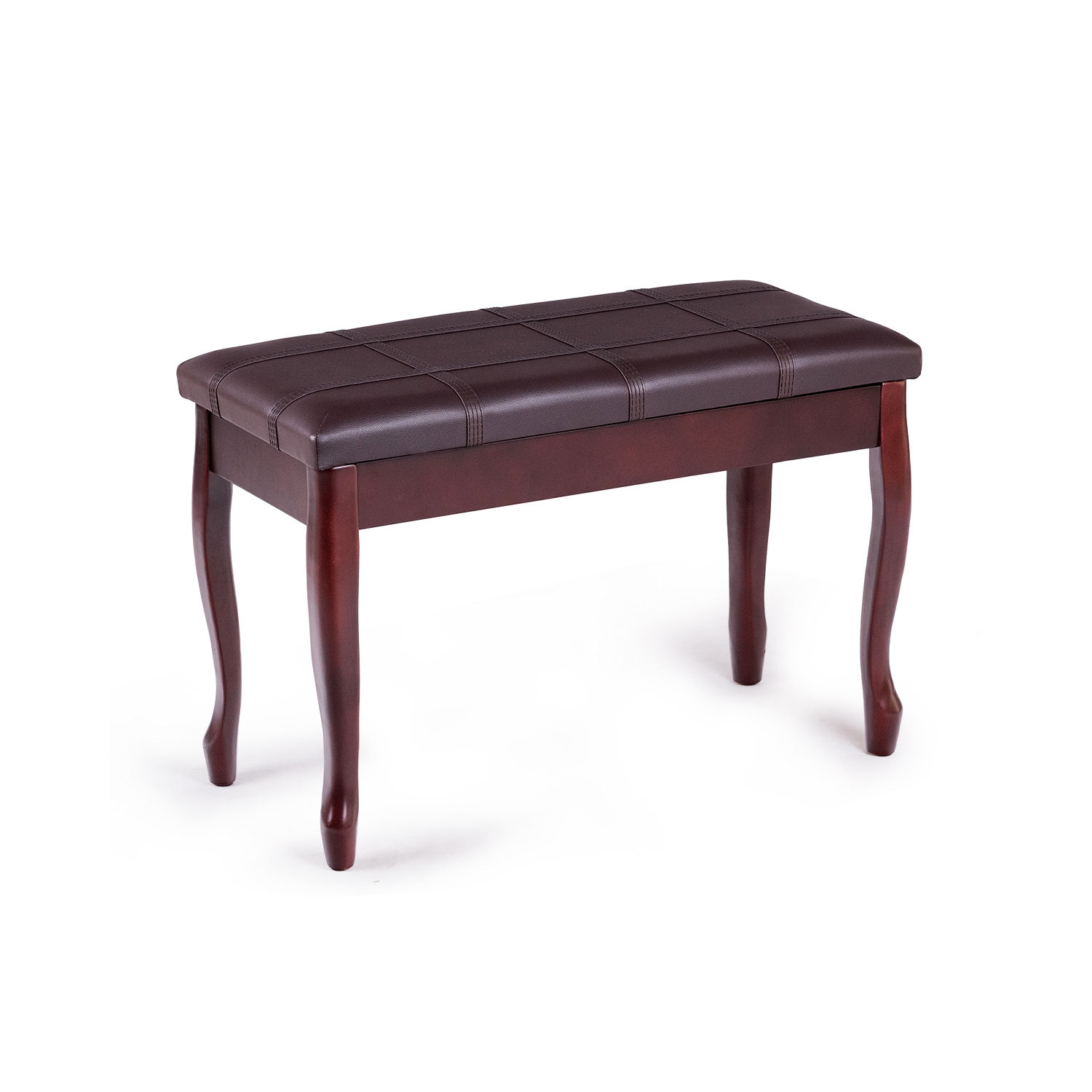 Costway Solid Wood PU Leather Piano Bench Padded Double Duet Keyboard Seat Storage Brown