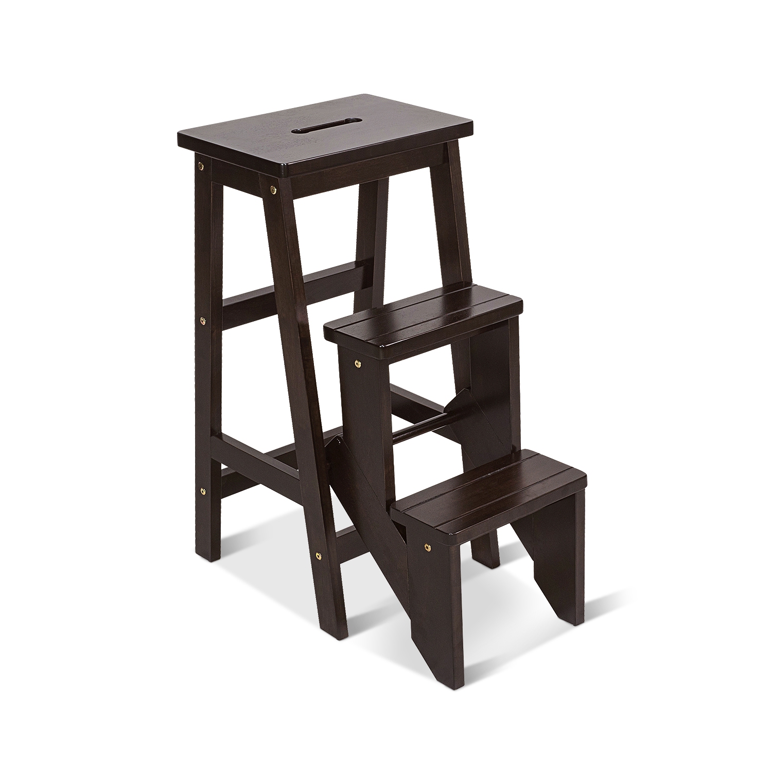 Tabouret-escabeau à 3 niveaux 3-en-1 pliable avec étagère de rangement multifonction de Costway