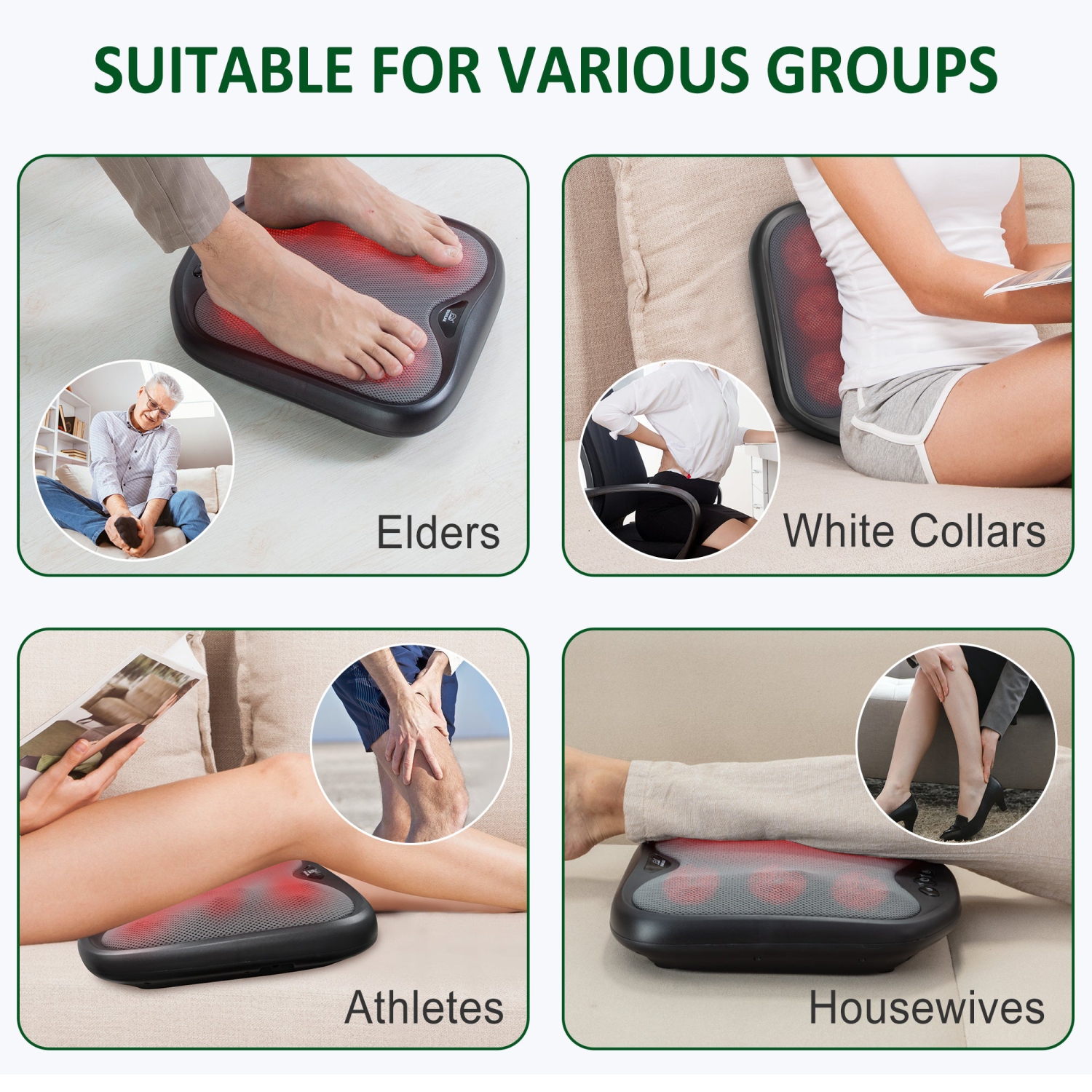 Snailax Shiatsu Kneading Foot & Back Massager - 593
