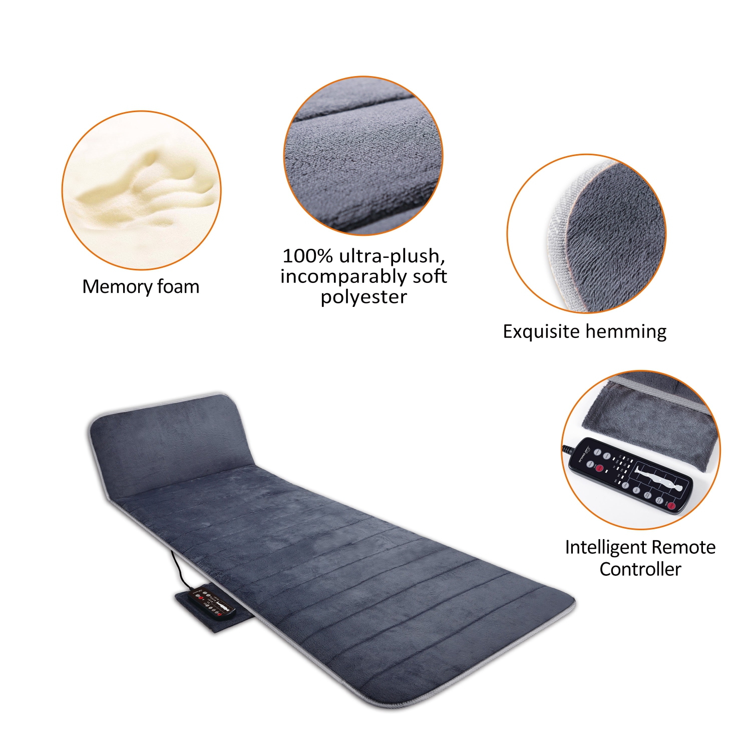 Snailax Memory Foam Massage Mat with Heat, 6 Therapy Heating pad,10 Vibration Motors Massage Mattress Pad, Full Body Massager Cushion Relieve Neck,