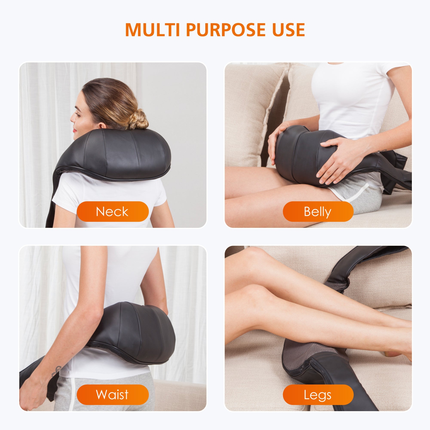 Snailax Shiatsu Neck and Shoulder Massager - Back Massager with Heat, Deep Kneading Electric massage pillow for Neck, Back, Shoulder,Foot Body Pain