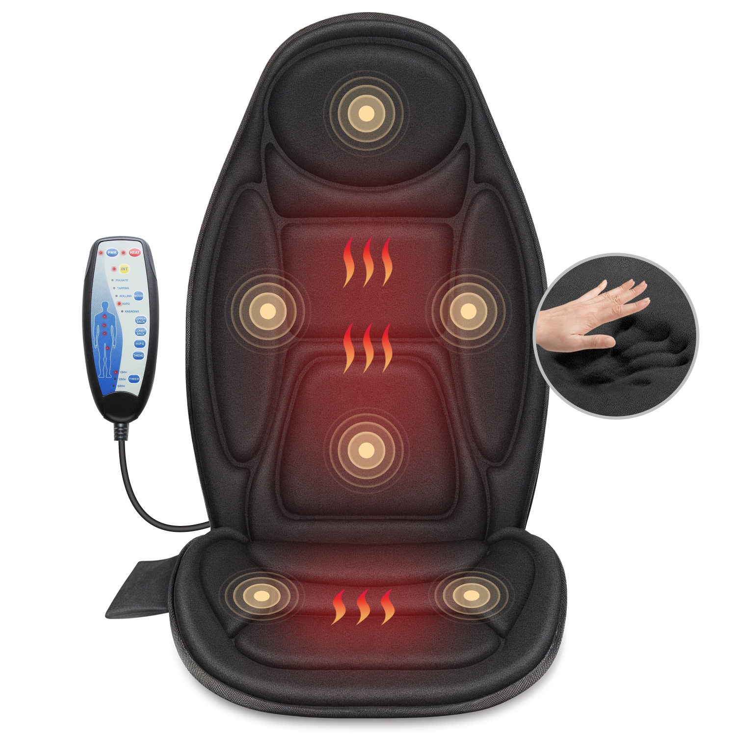 Snailax Memory Foam Massage Seat Cushion - Back Massager with Heat,6 Vibration Massage Nodes & 2 Heat Levels, Massage Chair for Home Office Chair -
