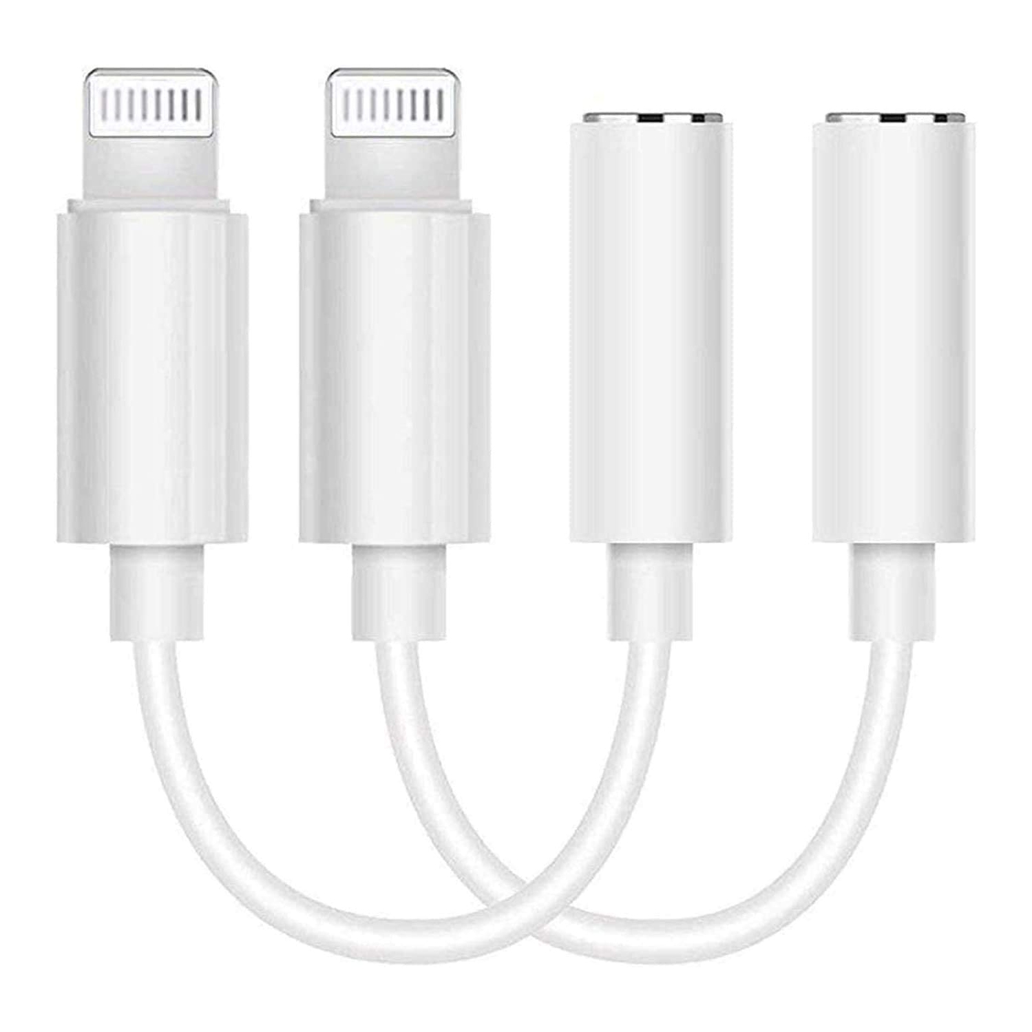 [Apple MFi Certified] iPhone Dongle Headphone Adapter, Lightning to 3.5mm Headphone Jack Adapter Audio AUX Connector Earphone Splitter for iPhone 7/7Plus/8/8Plus/X/XR/XS/XS MAX/11/11 Pro[2 Pack]