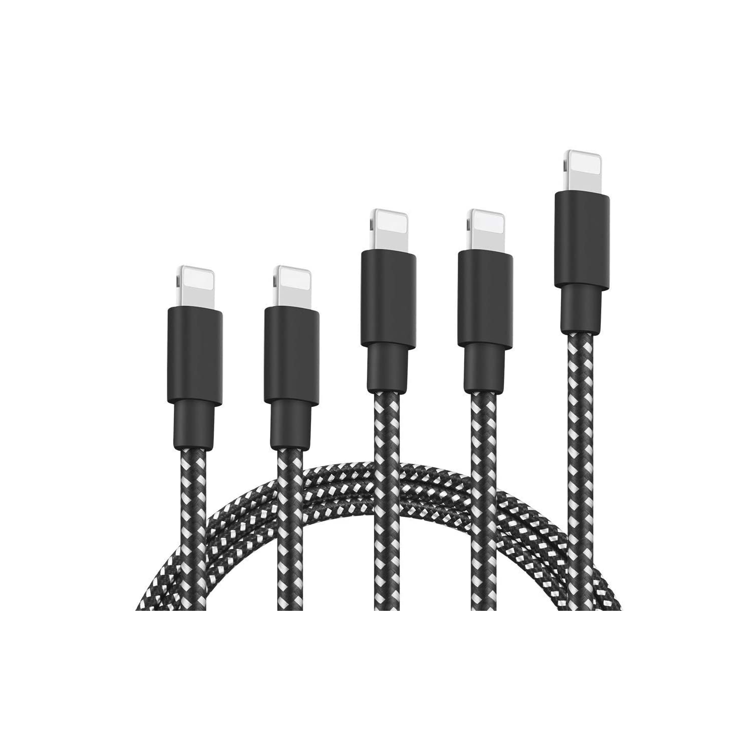 Phone Charger 【5Pack】 3FT 3FT 6FT 6FT 10FT Nylon Braided USB Charging & Syncing Cable Compatible with Phone 11 Pro Max 11 Pro 11 XS MAX XR X 8 8 Plus 7 7 Plus 6s 6s Plus 6 6 Plus and More