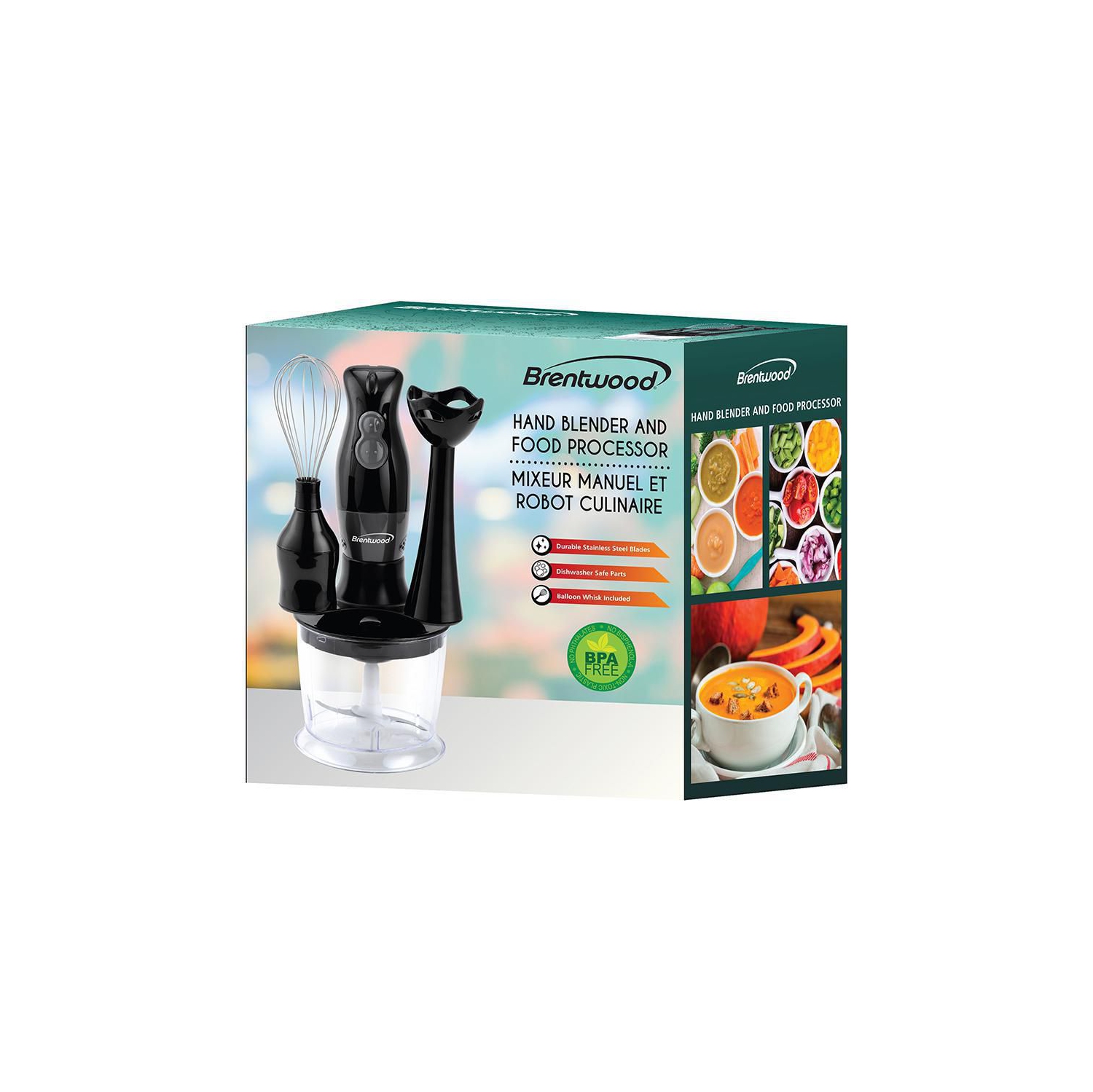 Mélangeur à main et robot culinaire avec fouet à fil de Brentwood