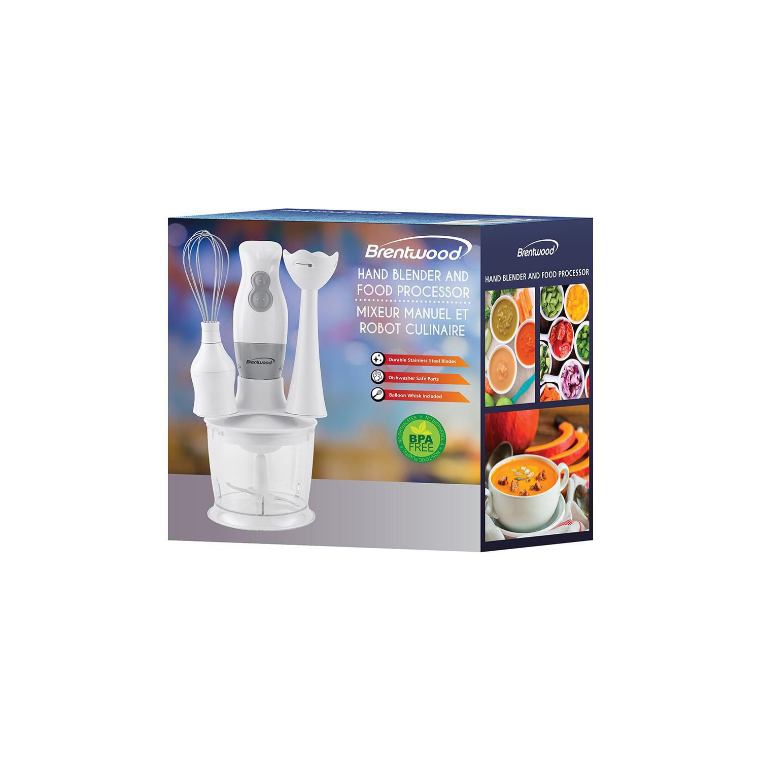Mélangeur à main et robot culinaire avec fouet à fil de Brentwood