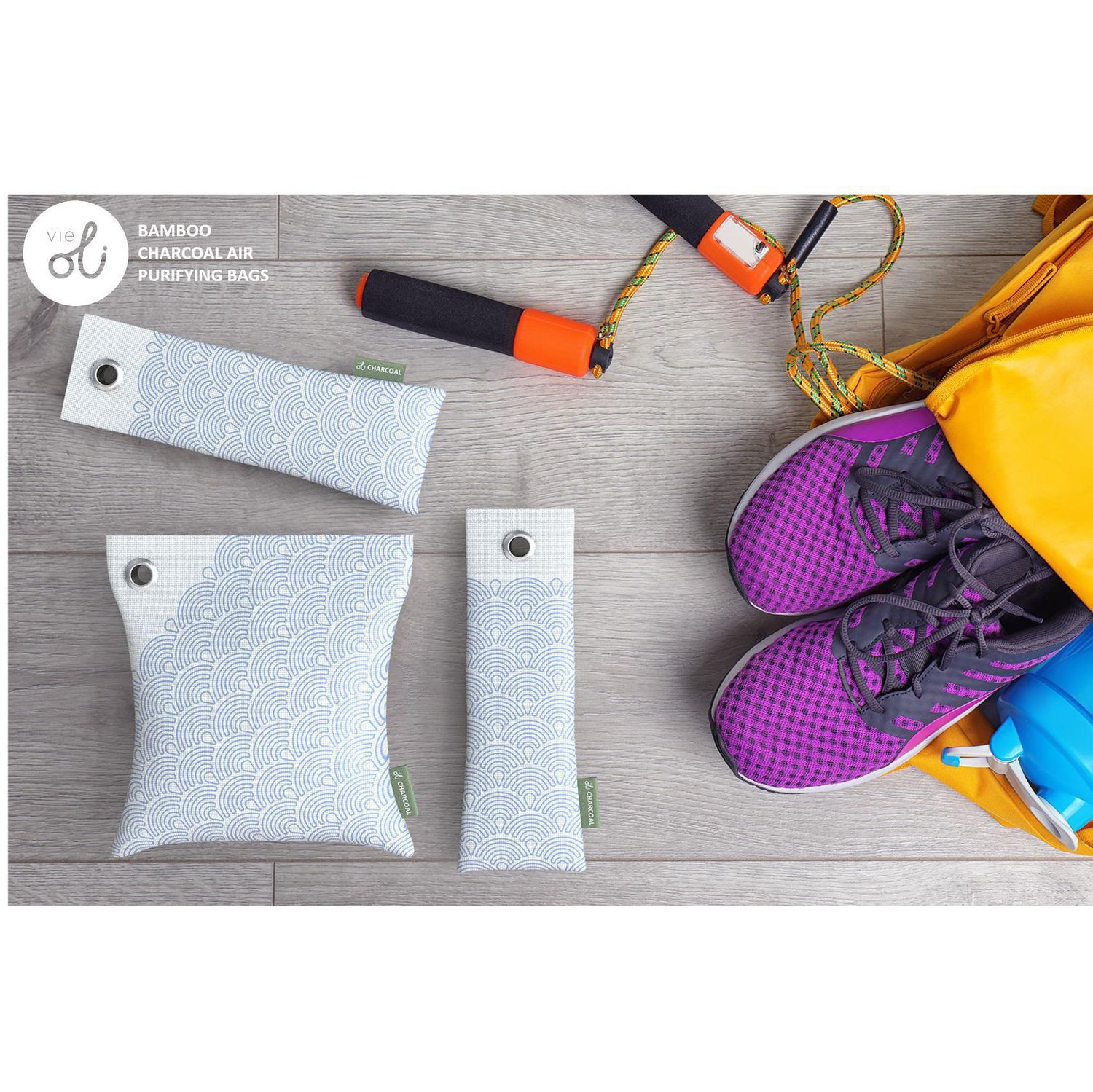 VieOli Portable Charcoal Bag Air Filter Set - 2 x 75g 1 x 200g