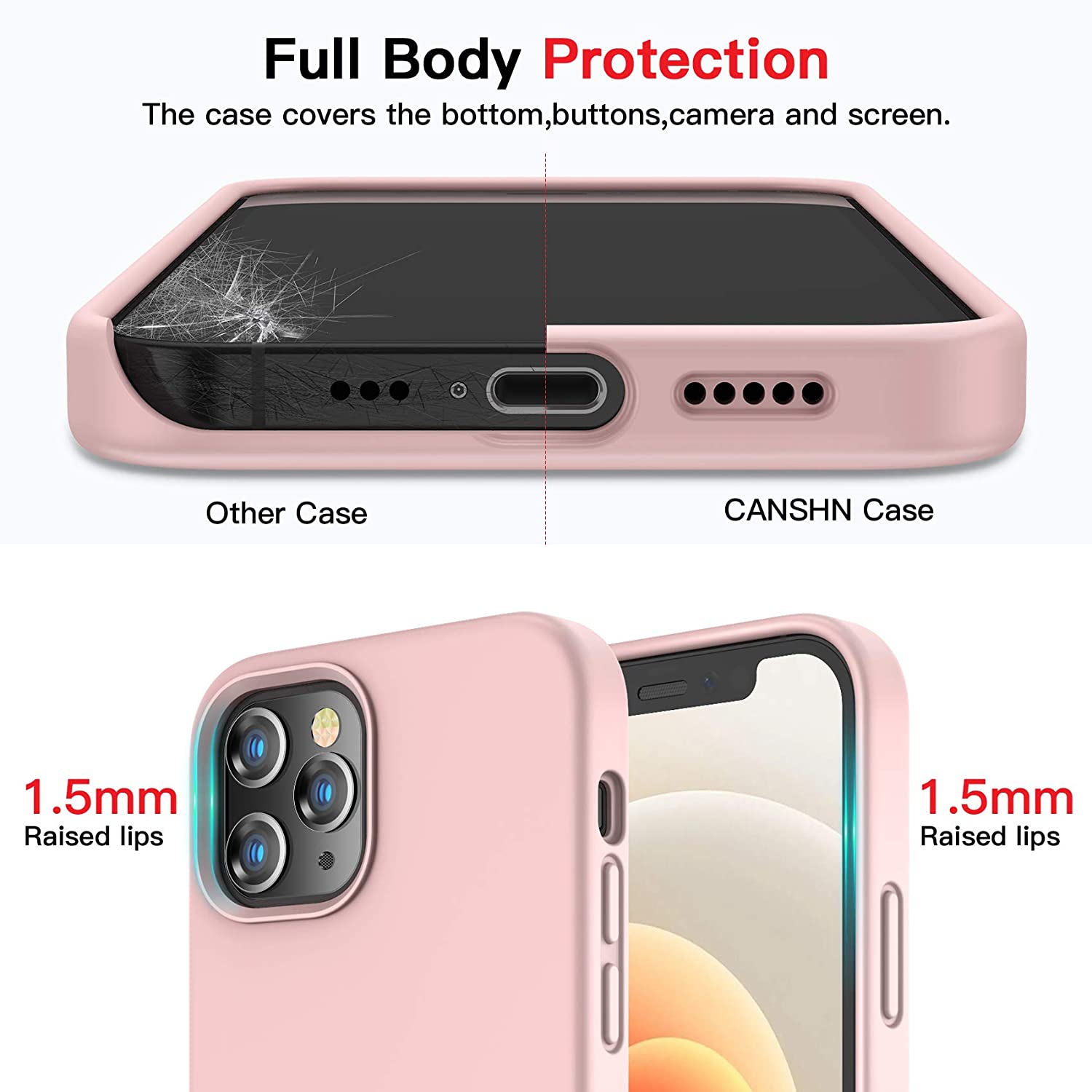iPhone 12 Mini 5.4-Inch Slim Liquid Silicone Case with Soft Edges Shockproof and Anti-Drop Protection