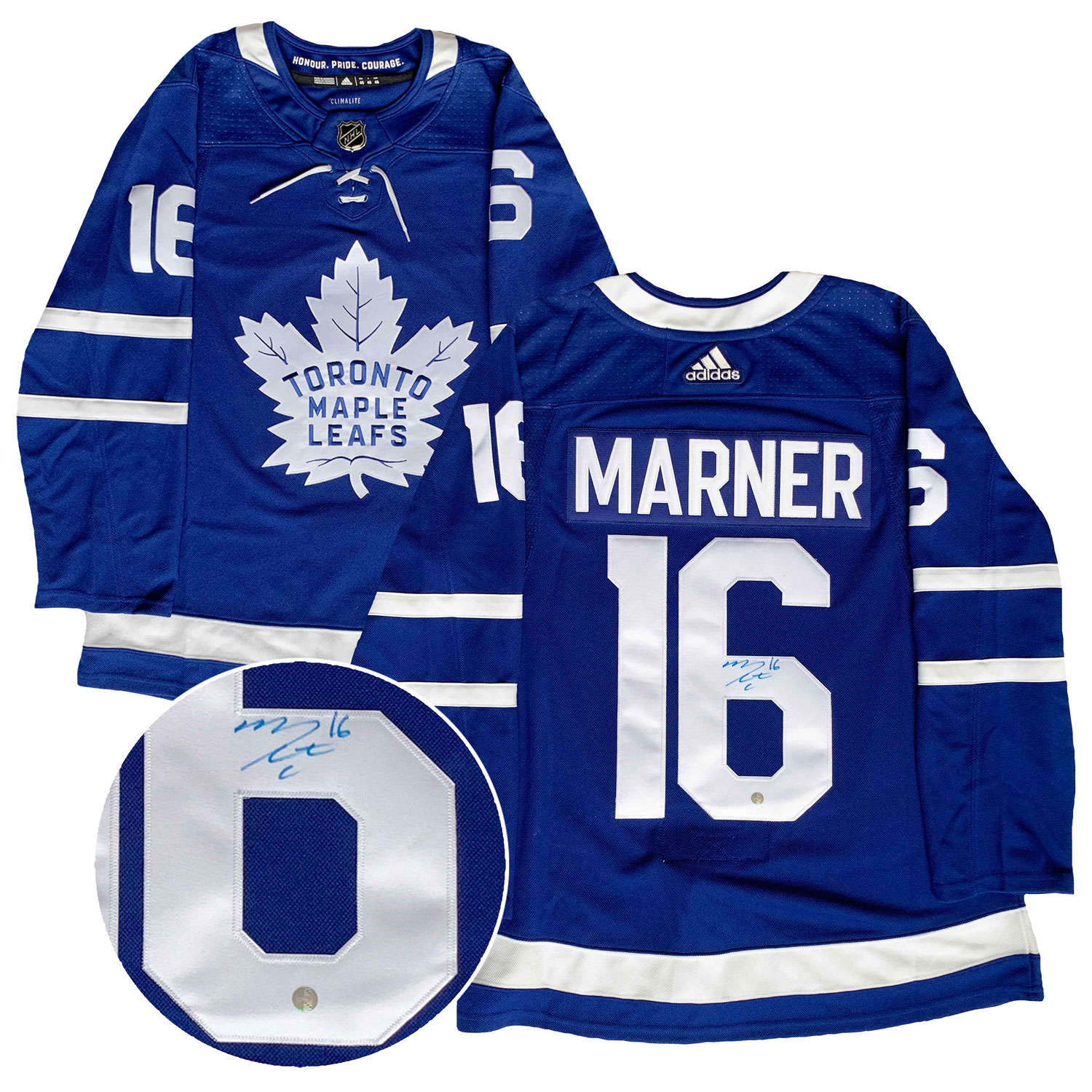 Frameworth Toronto Maple Leafs: Blue Pro Adidas Jersey Signed by Mitch Marner