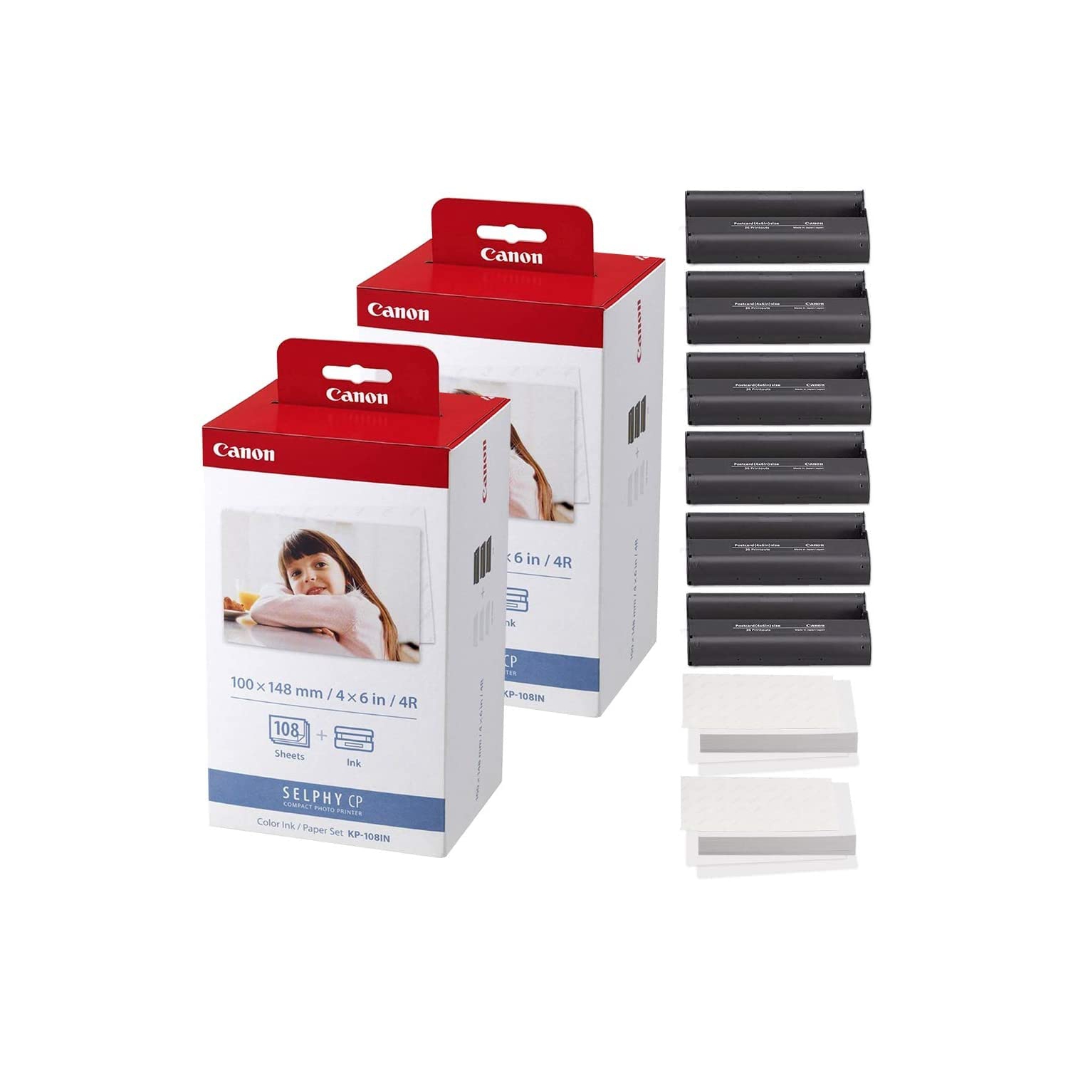 Ensemble de papier et d'encre couleur KP-108IN de Canon - Total de 216 feuilles et 6 cartouches d'encre