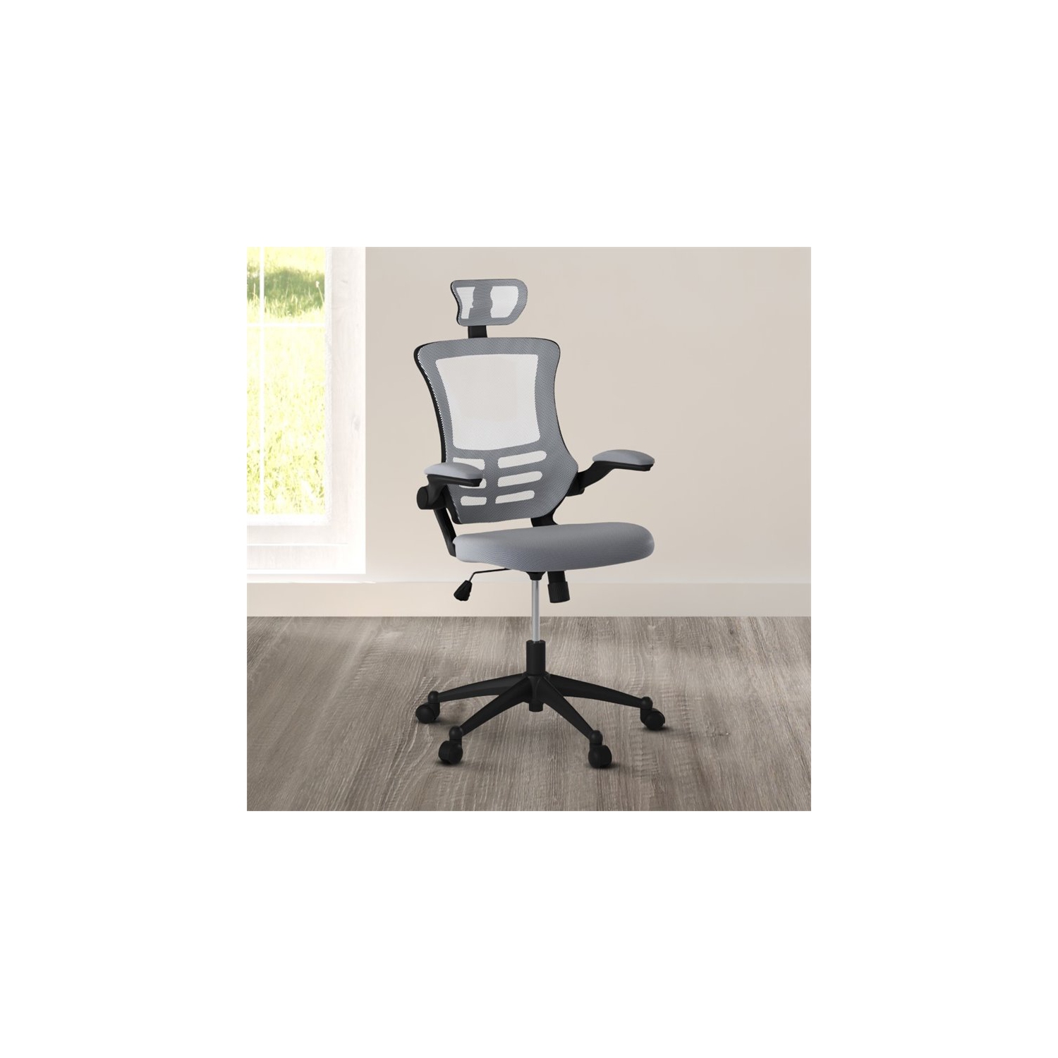Scranton & Co Executive High Back Office Chair with Headrest in Silver Grey