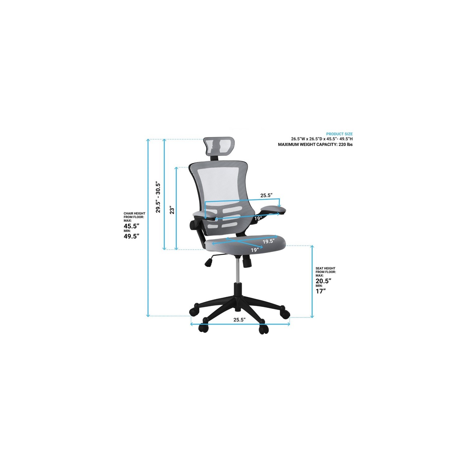 Scranton & Co Executive High Back Office Chair with Headrest in Silver Grey