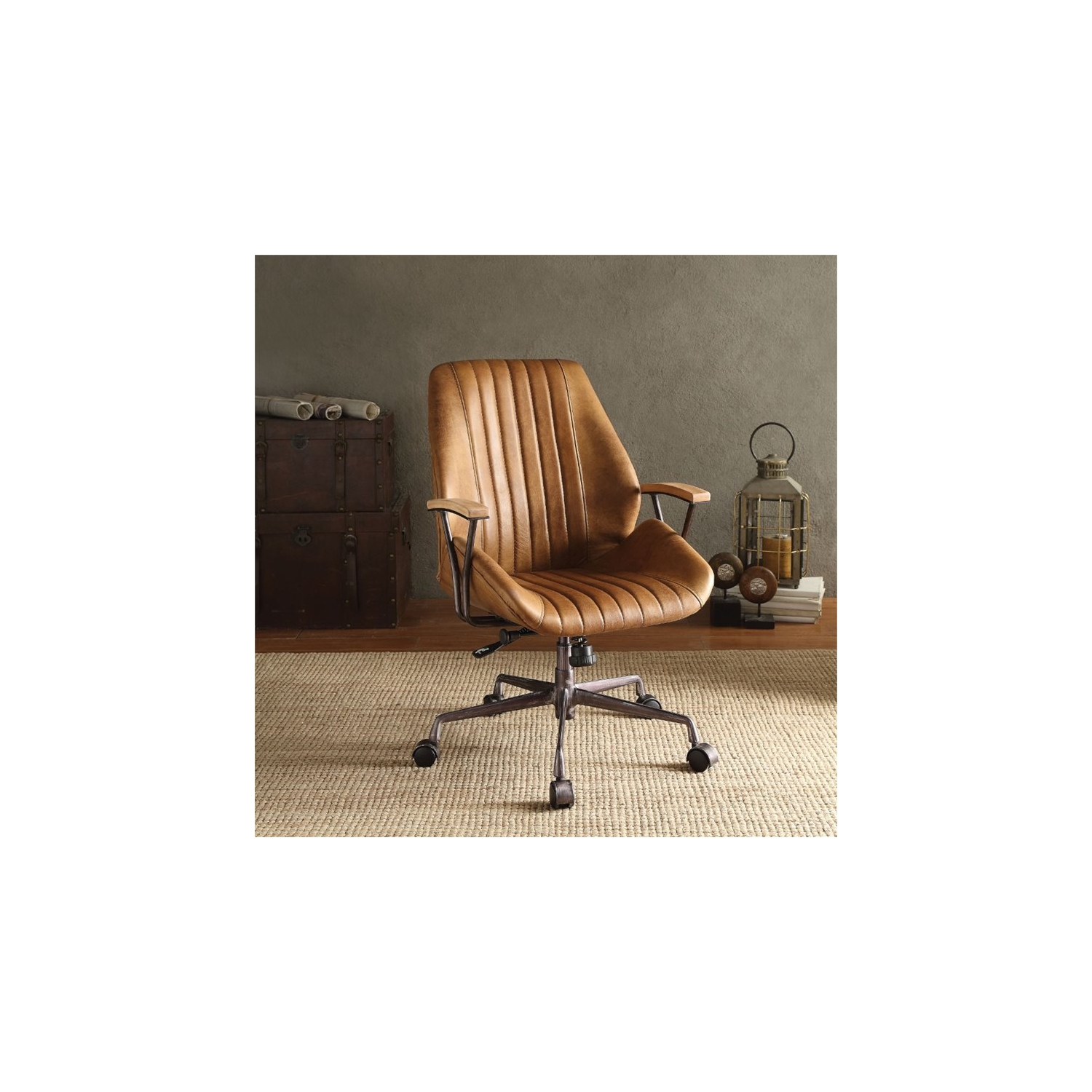 Fauteuil de bureau pivotant en cuir Bowery Hill, café