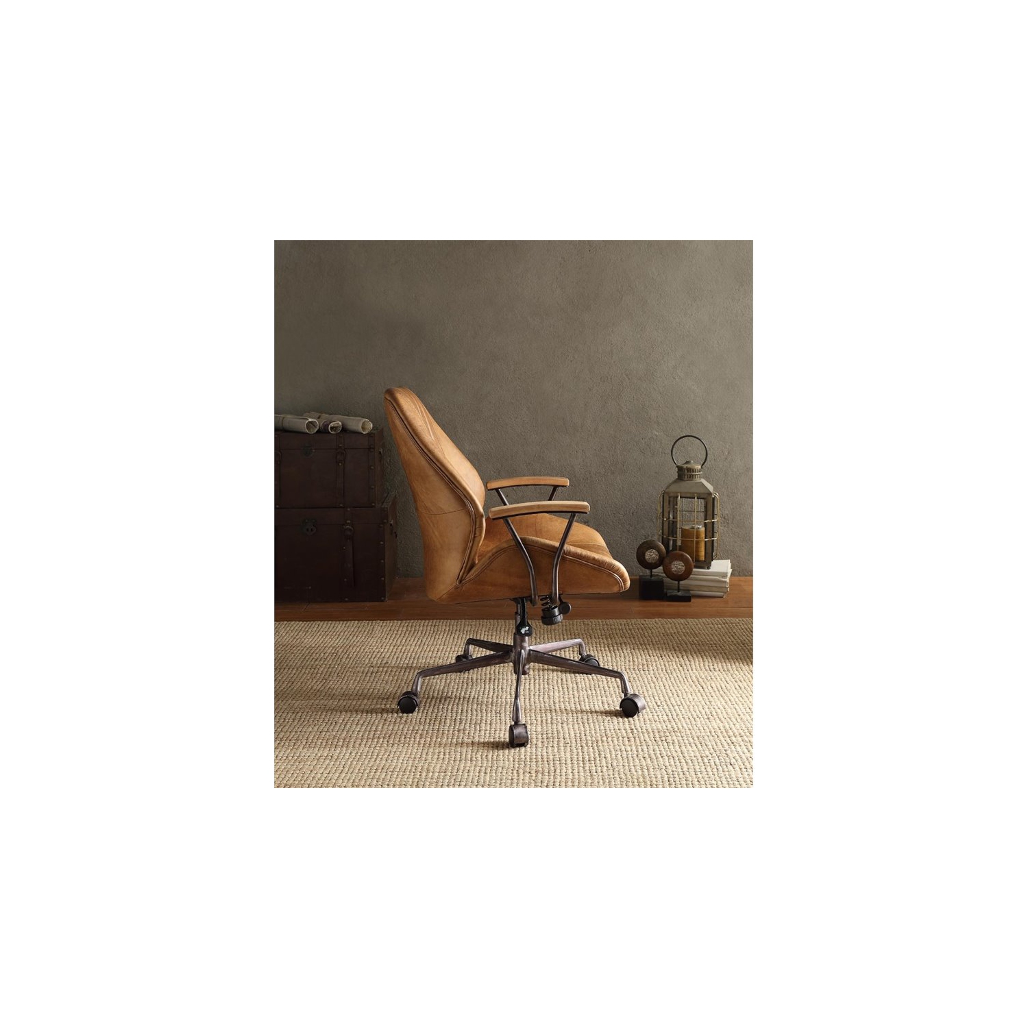Fauteuil de bureau pivotant en cuir Bowery Hill, café
