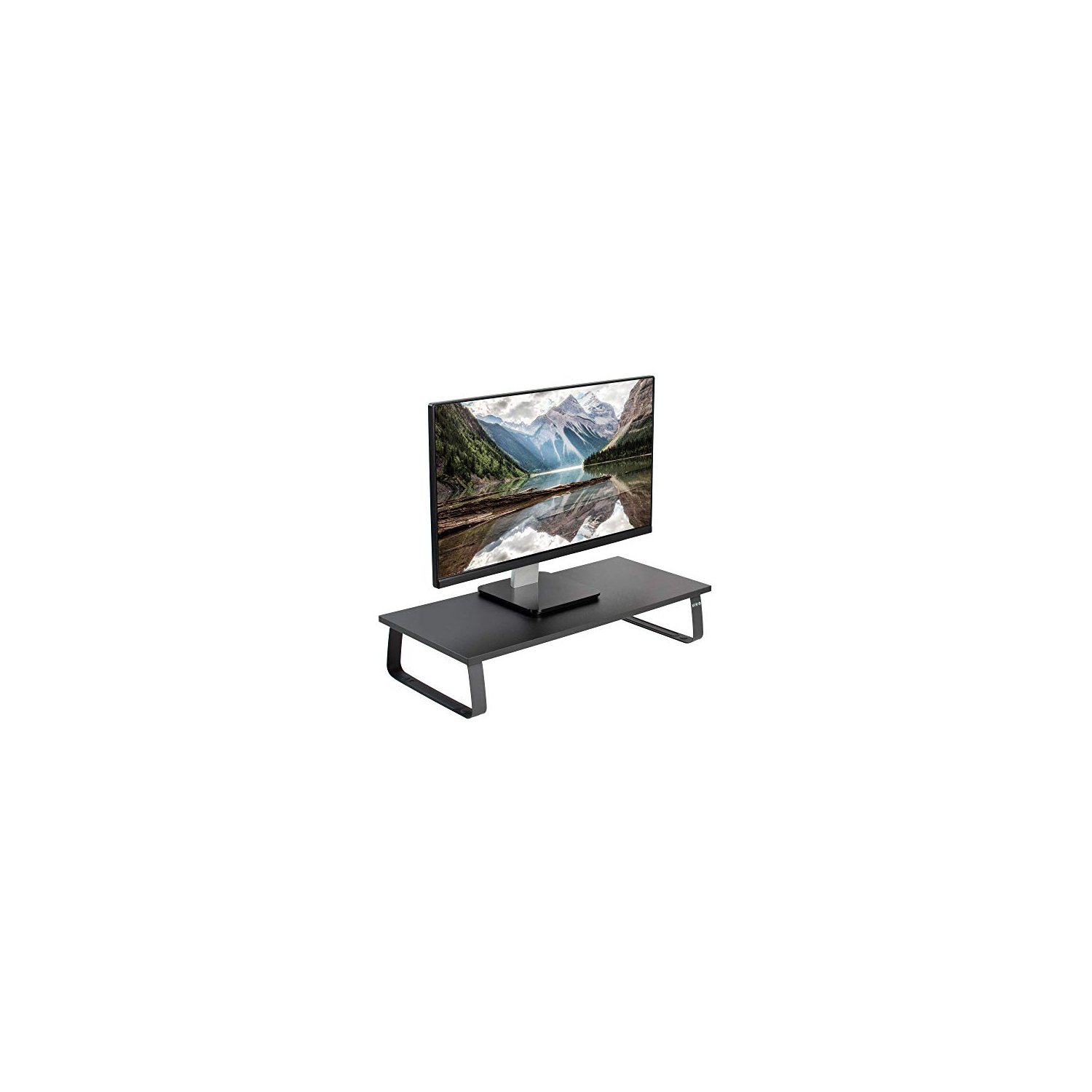 VIVO Black Wood 24 inch Wide Desktop Stand, Ergonomic Monitor, Keyboard, Laptop, Small TV Riser and Desk Tabletop Organizer...