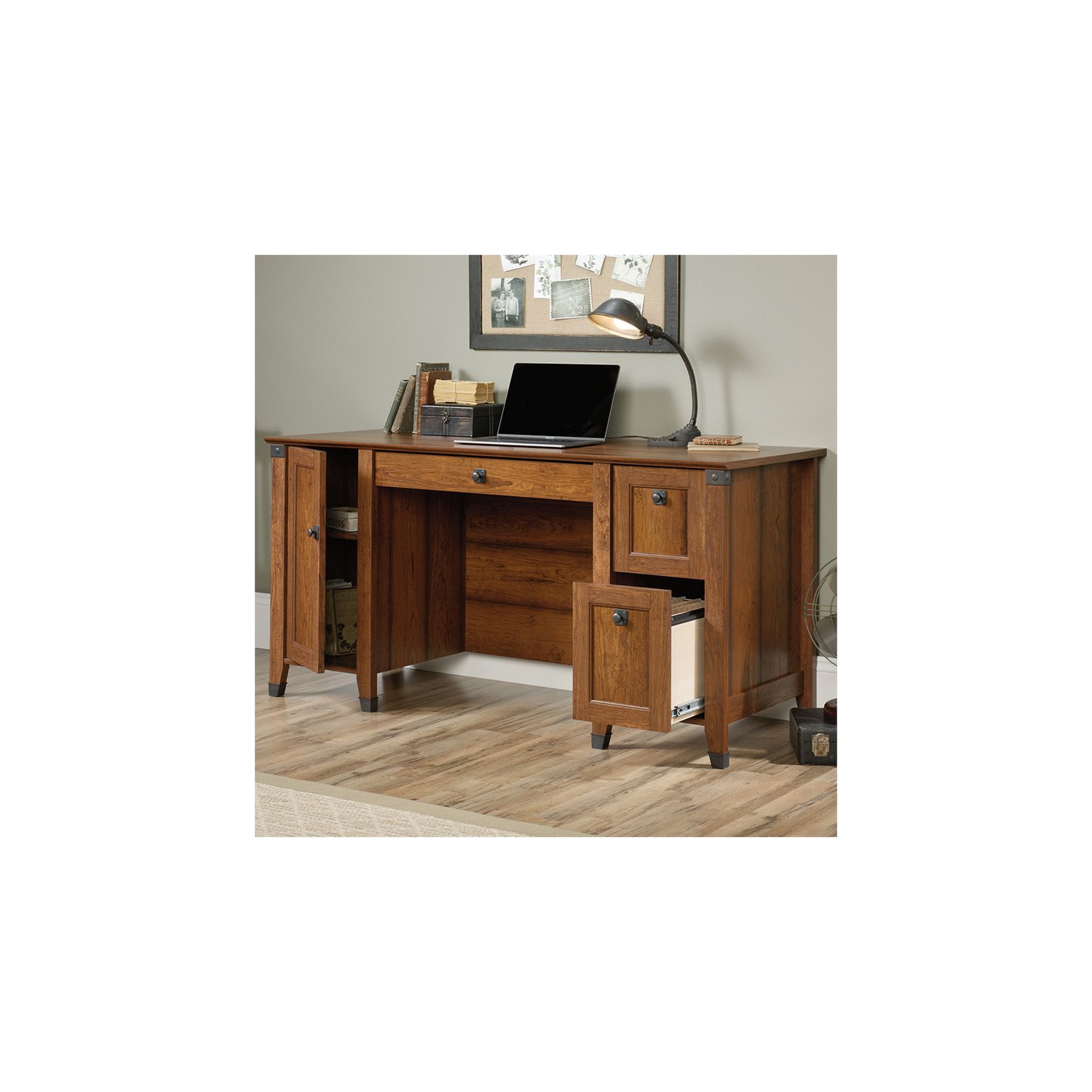 Sauder – Bureau d’ordinateur Carson Forge, cerisier de Washington