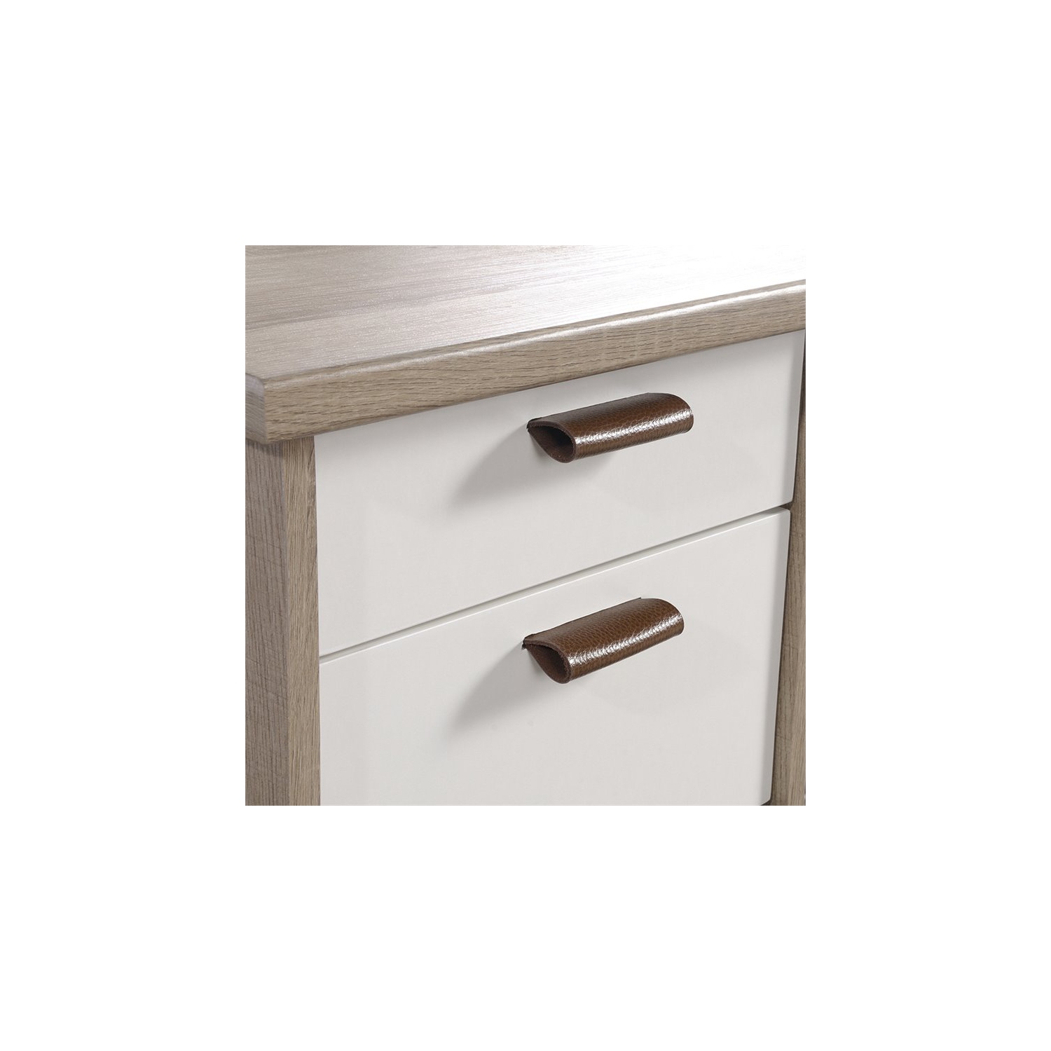 Sauder – Bureau de direction Anda Norr, chêne ciel et blanc