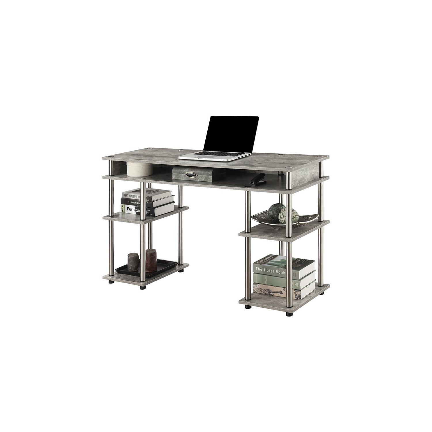 Convenience Concepts Designs2Go Writing Desk in Faux Birch Gray Wood Finish