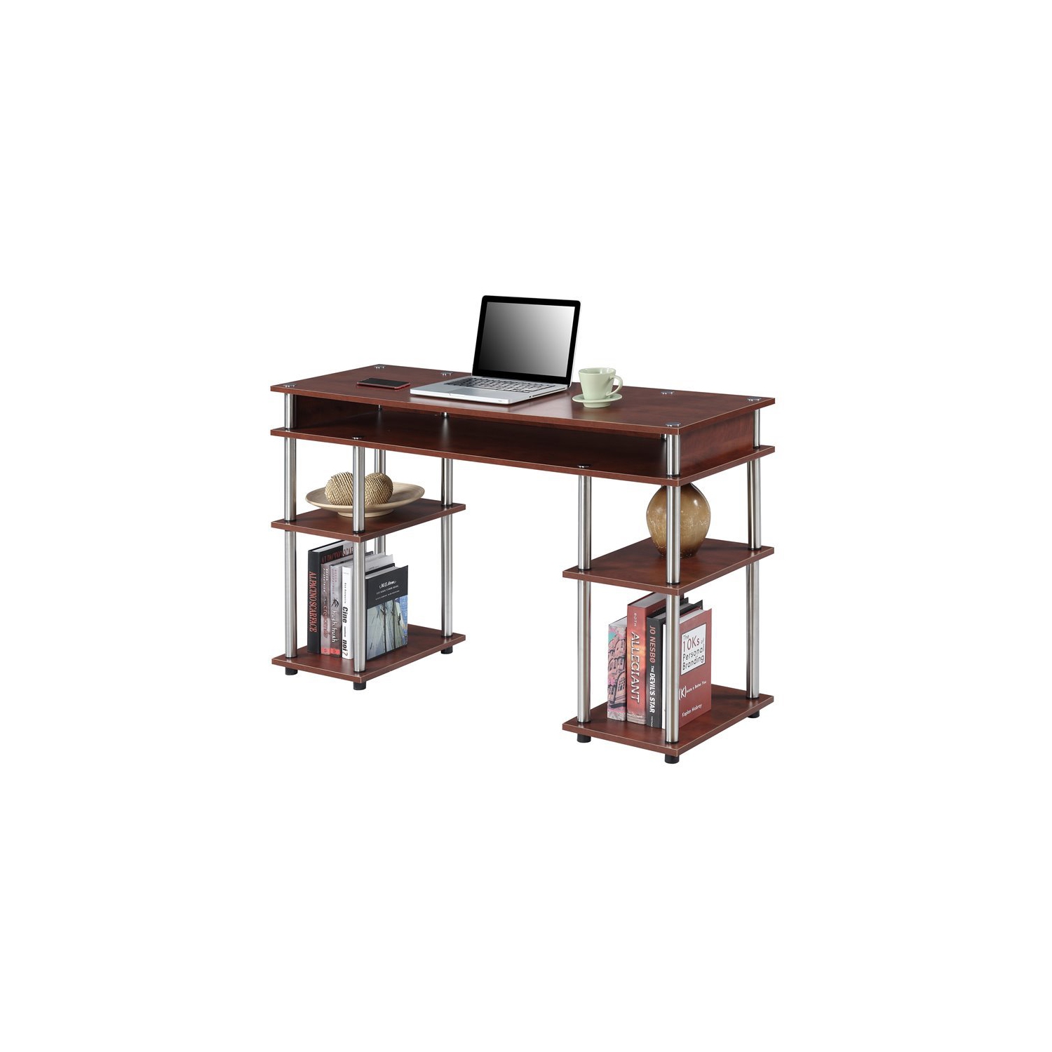 Convenience Concepts Designs2Go No-Tools Student Desk in Cherry Wood Finish