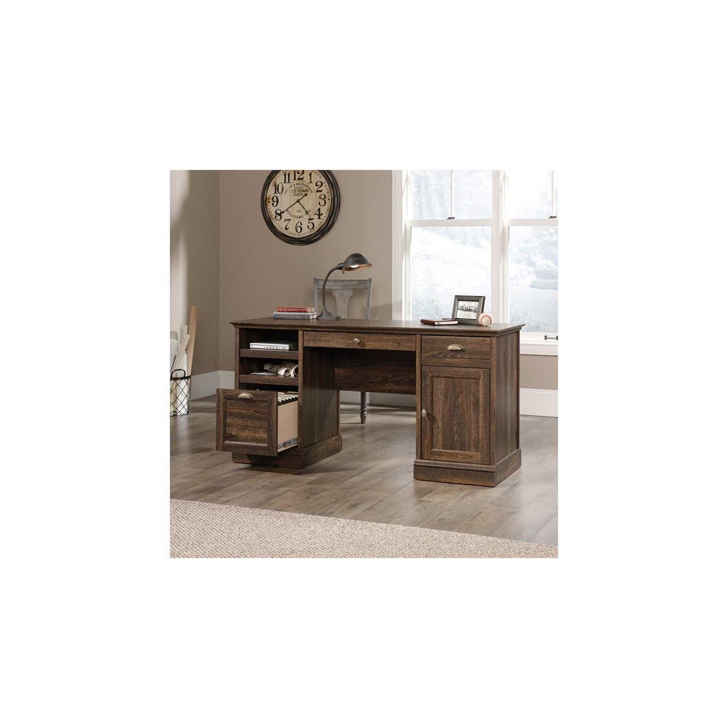 Sauder – Bureau de direction Barrister Lane, chêne de fer