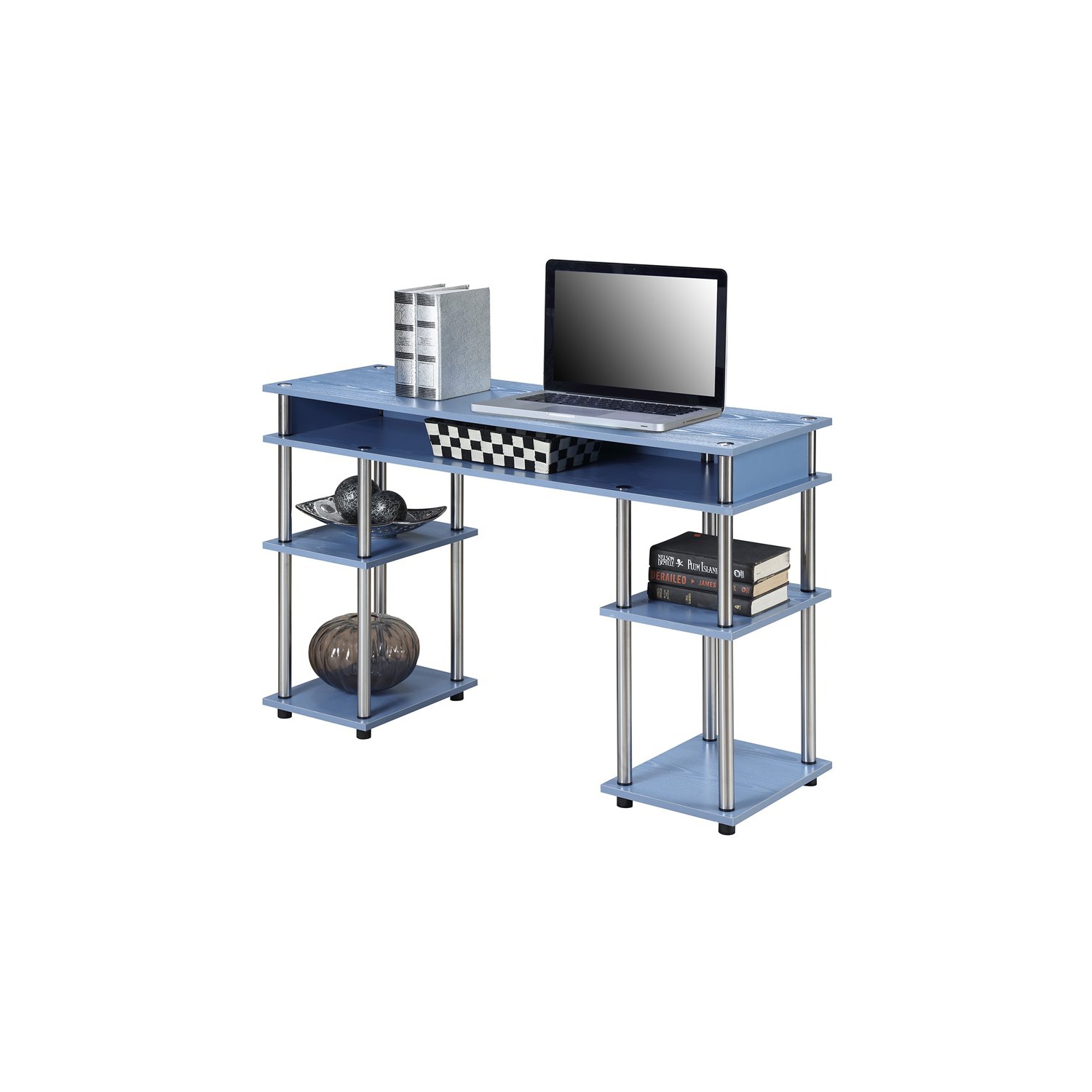 Convenience Concepts Designs2Go No-Tools Student Desk in Blue Wood Finish