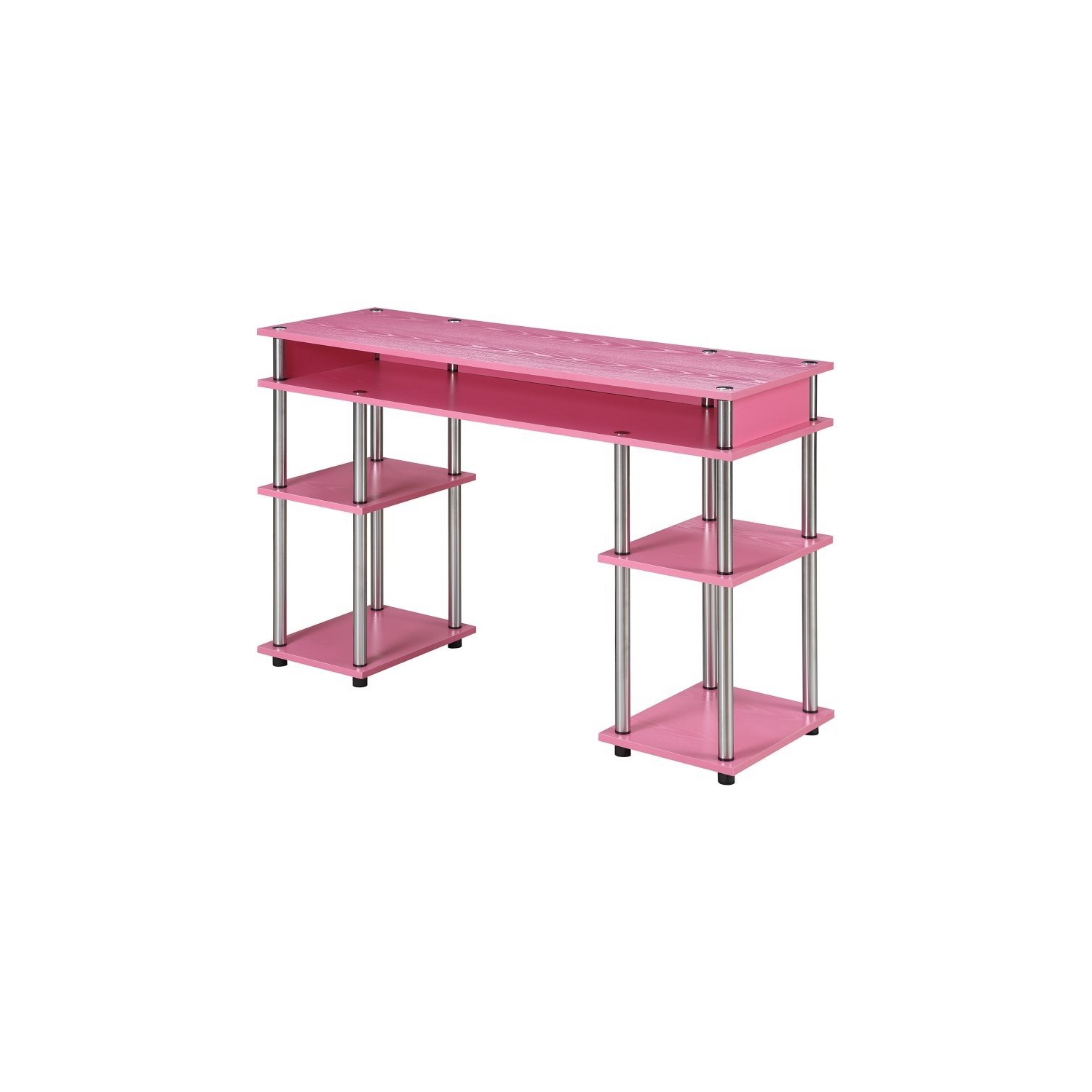 Convenience Concepts Designs2Go No Tools Student Desk in Pink Wood Finish