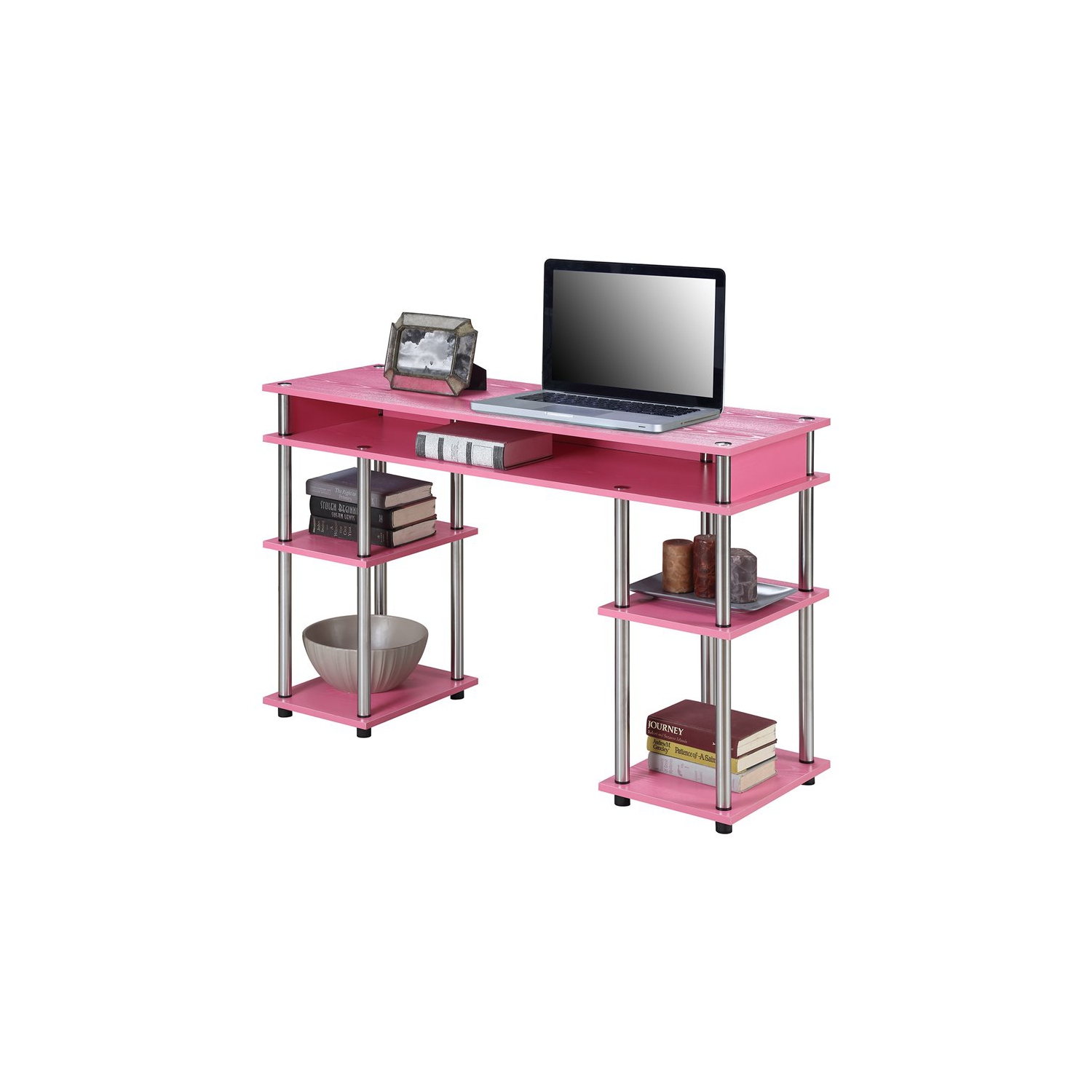 Convenience Concepts Designs2Go No Tools Student Desk in Pink Wood Finish