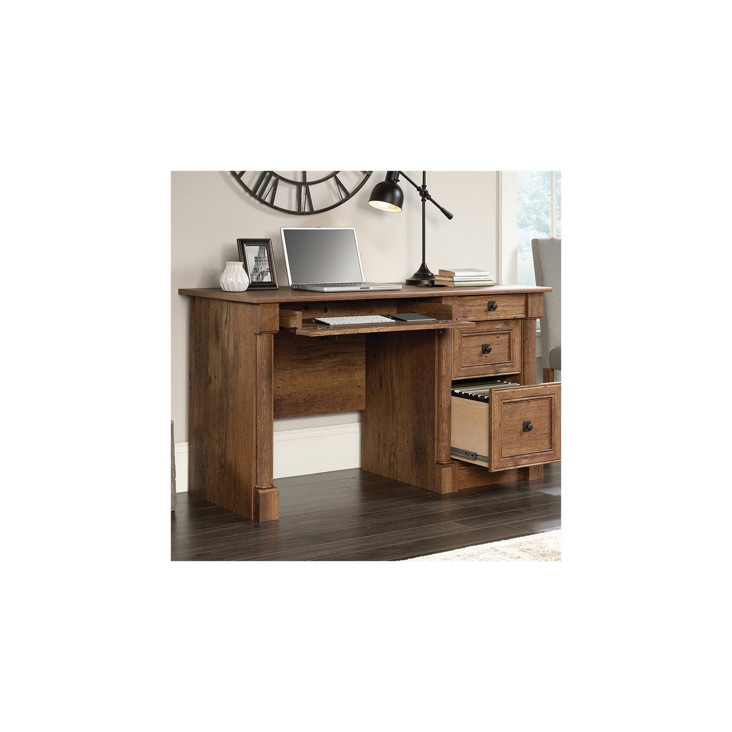 Sauder Palladia Contemporary Wood Computer Desk in Vintage Oak