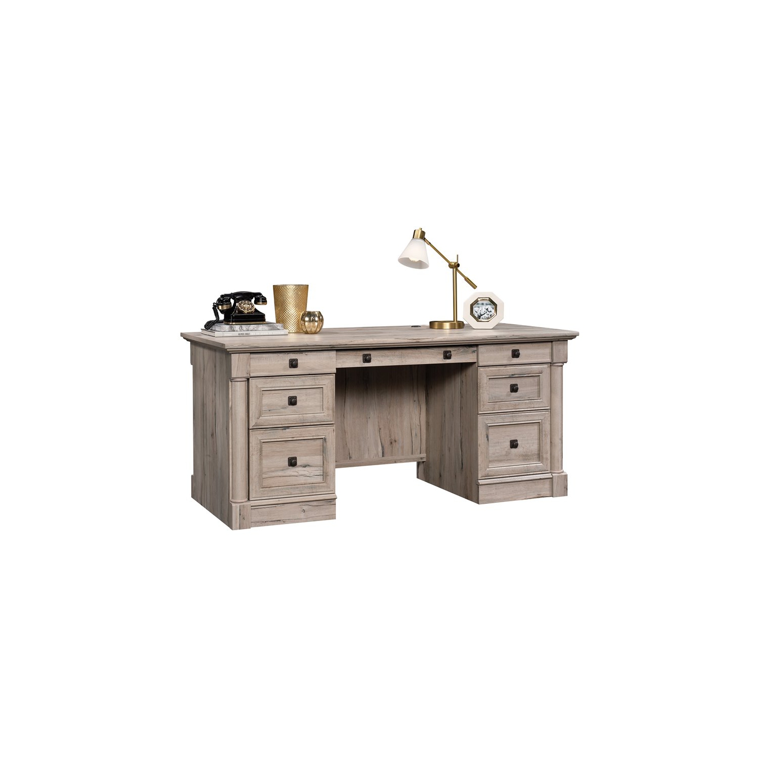 Sauder Palladia Contemporary Wood Executive Desk in Split Oak