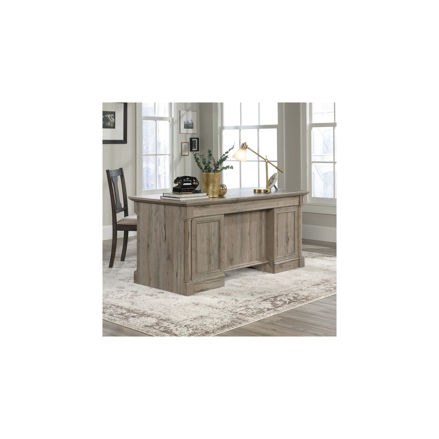 Sauder Palladia Contemporary Wood Executive Desk in Split Oak
