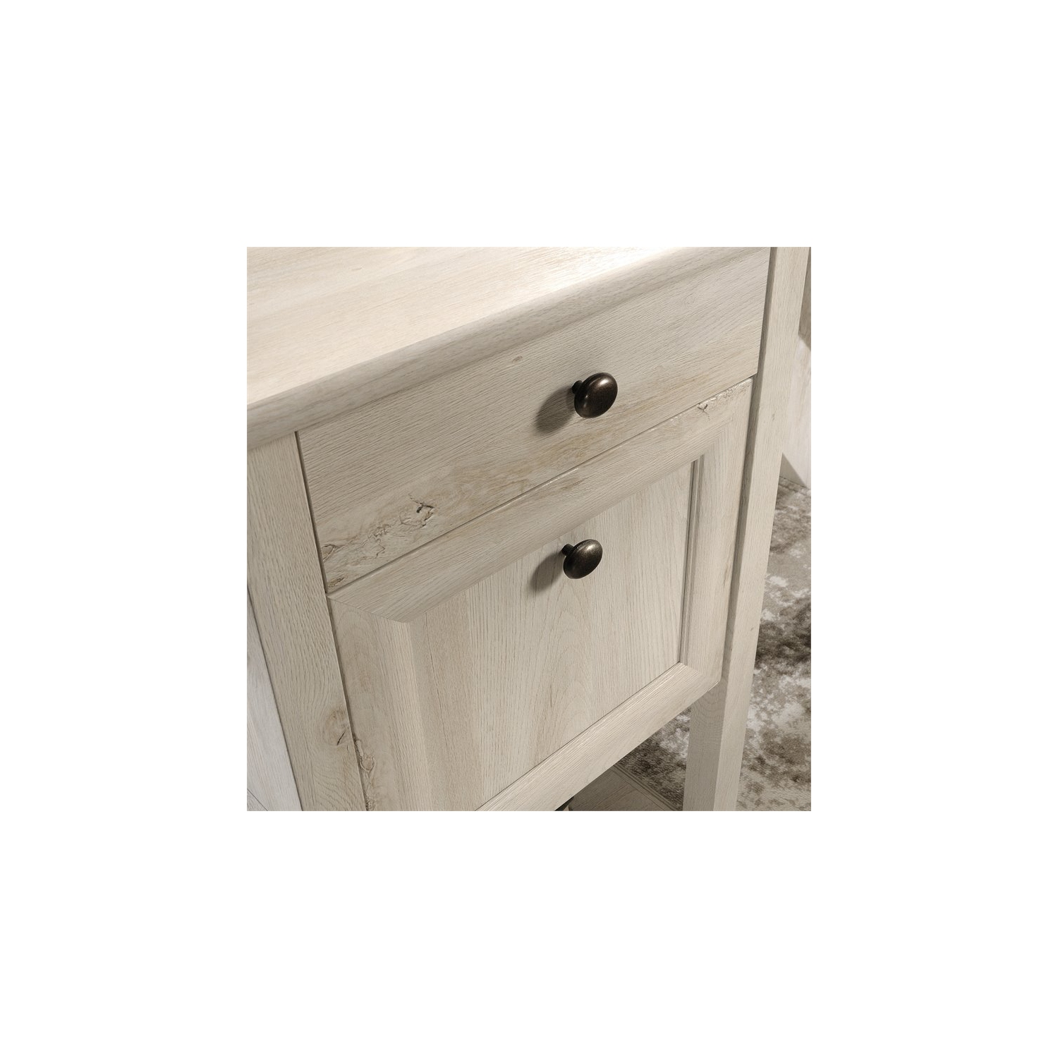 Sauder – Bureau en L en bois d’ingénierie Edge Water, marron blanchi