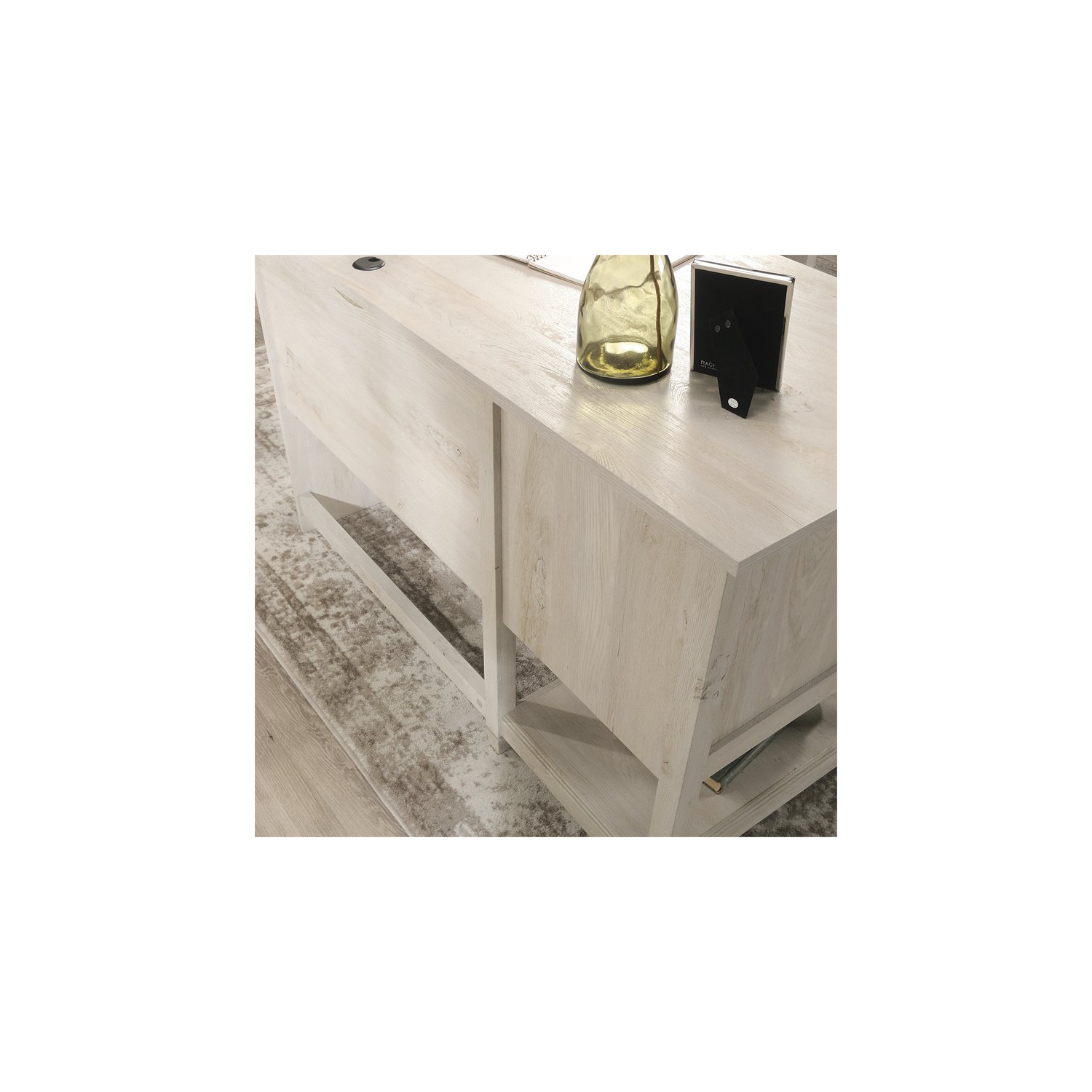 Sauder – Bureau en L en bois d’ingénierie Edge Water, marron blanchi