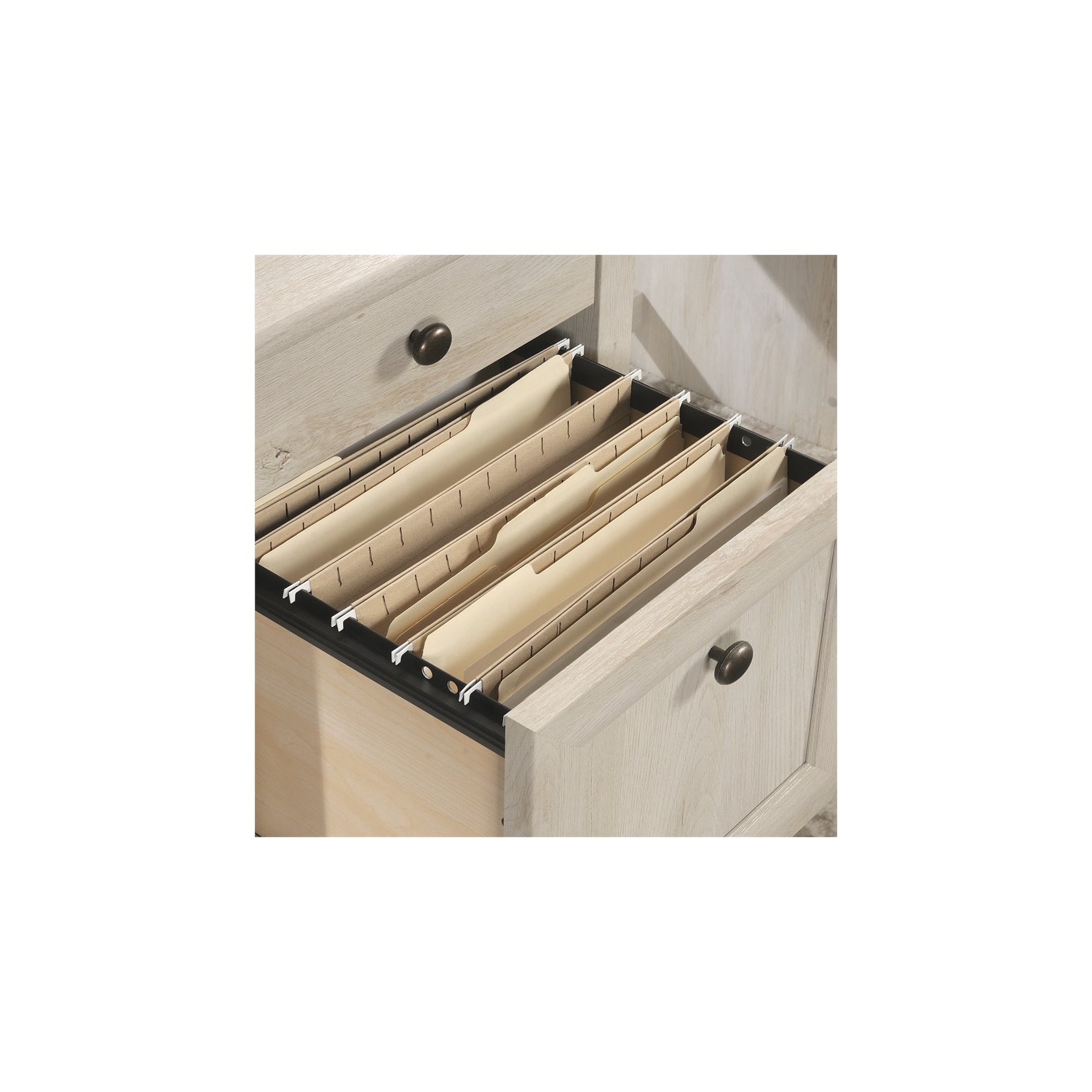 Sauder – Bureau en L en bois d’ingénierie Edge Water, marron blanchi