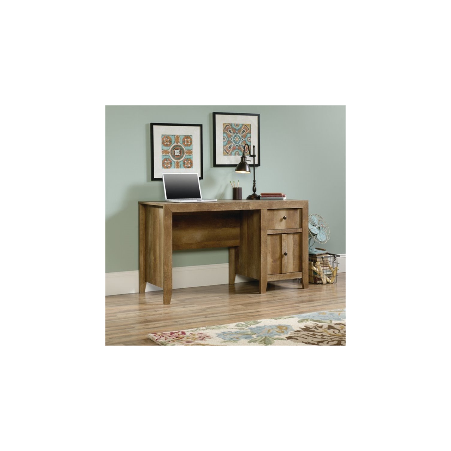 Bowery Hill Rustic Home Office Computer Desk in Craftsman Oak