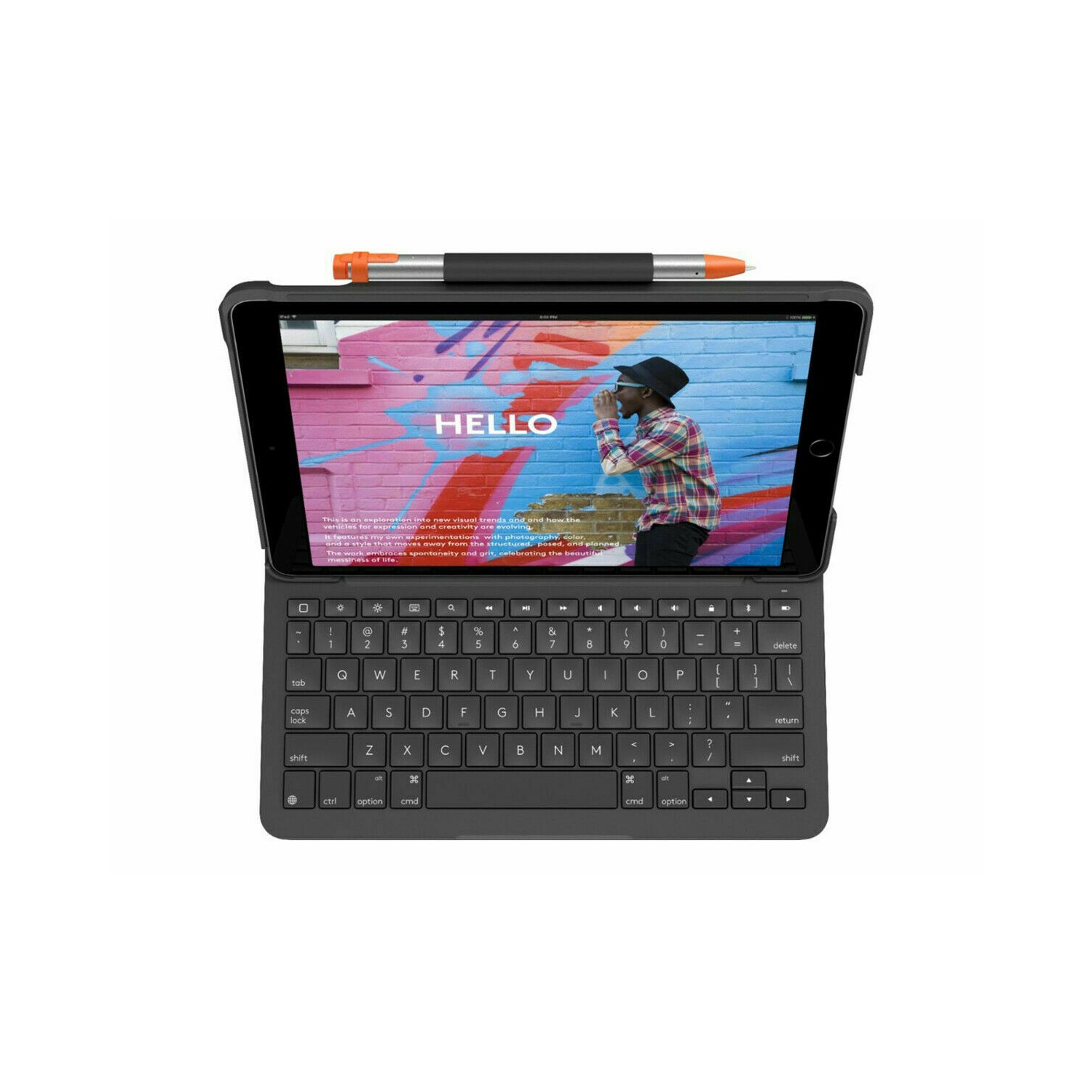 Remis à neuf – Étui folio mince iPad 7e et 8e génération de Logitech avec clavier sans fil graphite