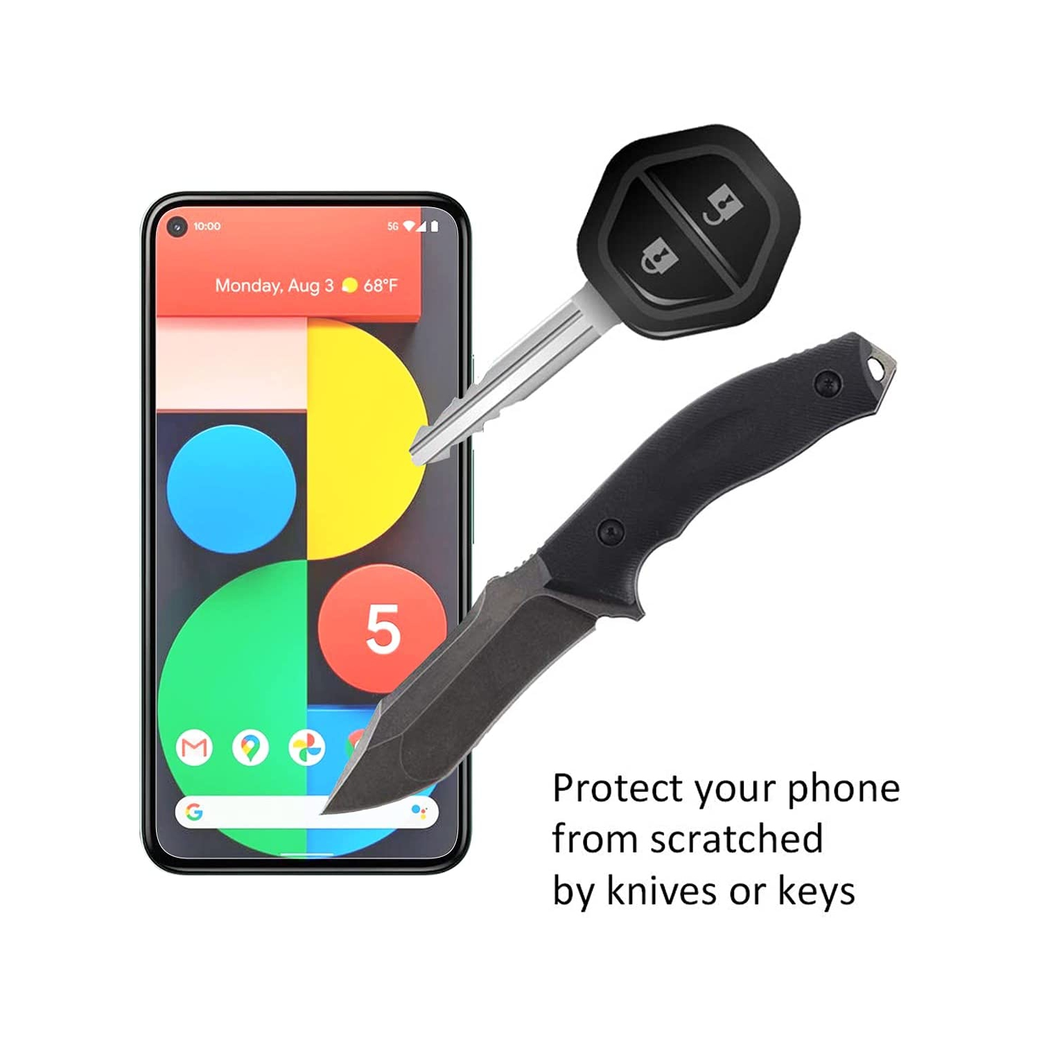 Protecteur d’écran KEEGUARD compatible avec le film en verre trempé POUR PIXEL 5 DE GOOGLE [facile à installer] [rigidité 9H] [HD Clear] [compatible