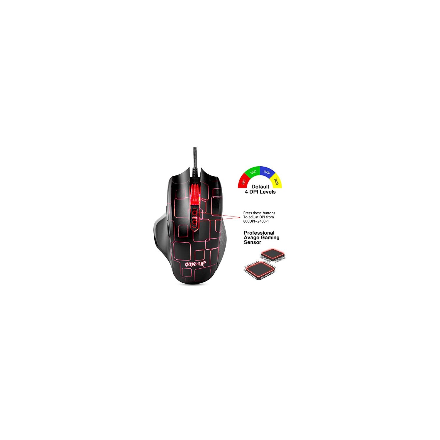 ONE-UP® G6 Avago3050 Right-handed Ergonomics Wired Optical Gaming Mouse