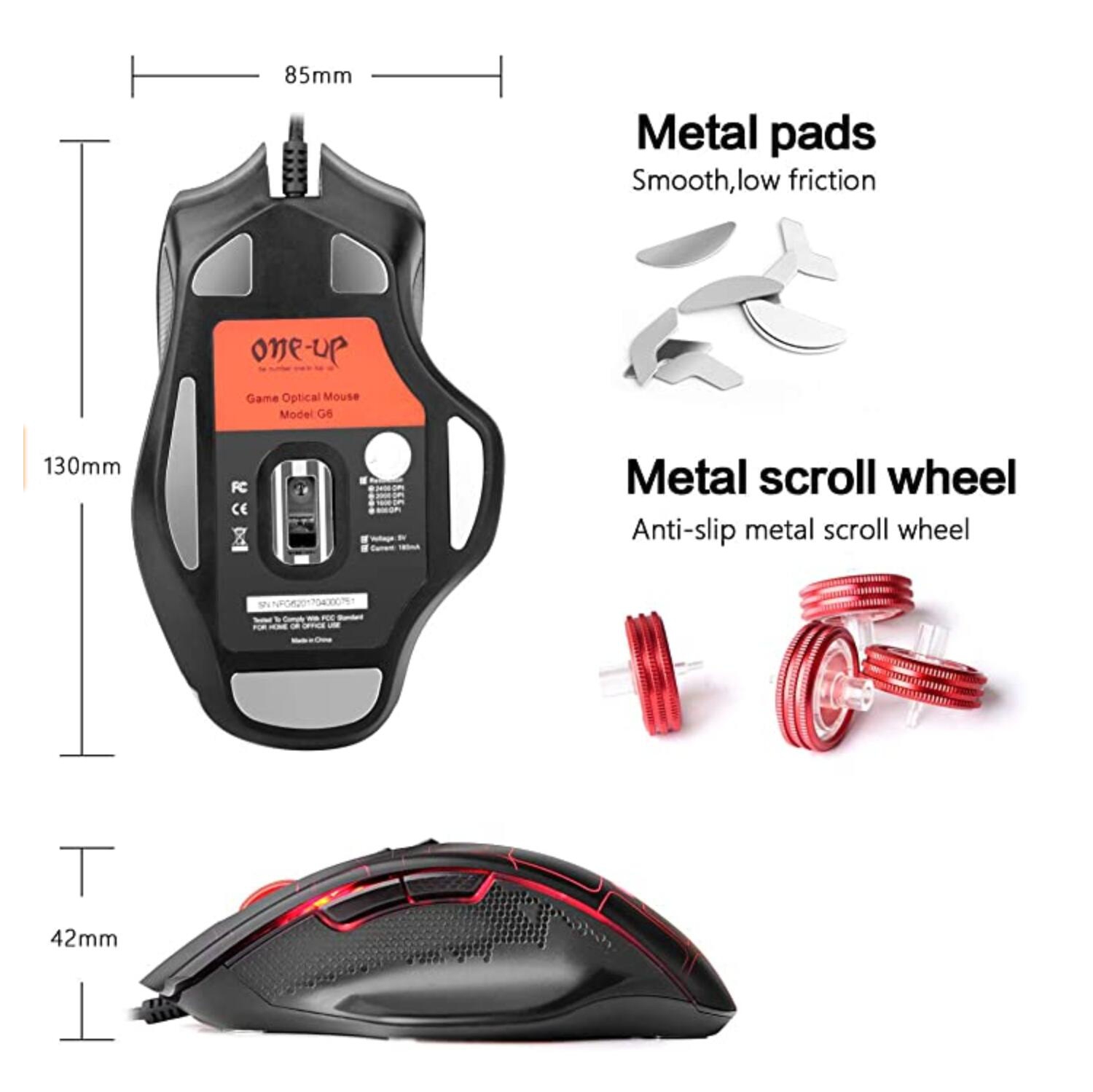 ONE-UP® G6 Avago3050 Right-handed Ergonomics Wired Optical Gaming Mouse