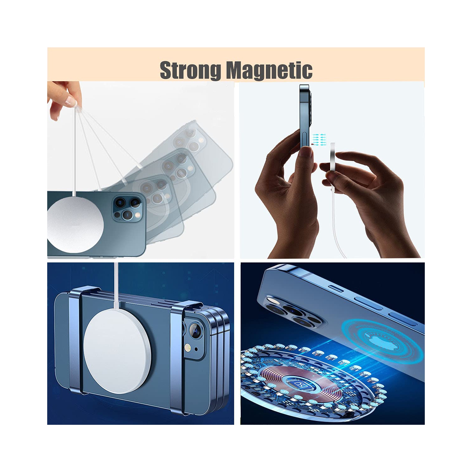 Chargeur MagSafe pour iPhone 16 Pro Max iPhone 15 Pro Max 14 Pro iPhone 13 iPhone 12 Pro Max et tout autre appareil avec capacité de chargement sans