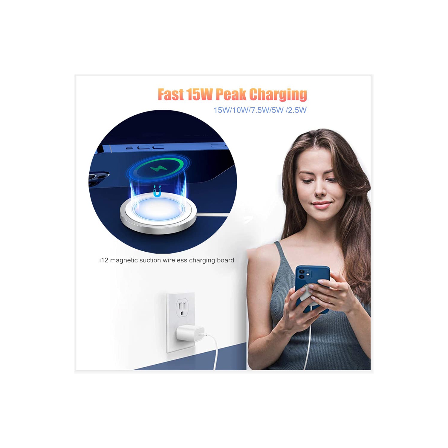 Chargeur MagSafe pour iPhone 16 Pro Max iPhone 15 Pro Max 14 Pro iPhone 13 iPhone 12 Pro Max et tout autre appareil avec capacité de chargement sans