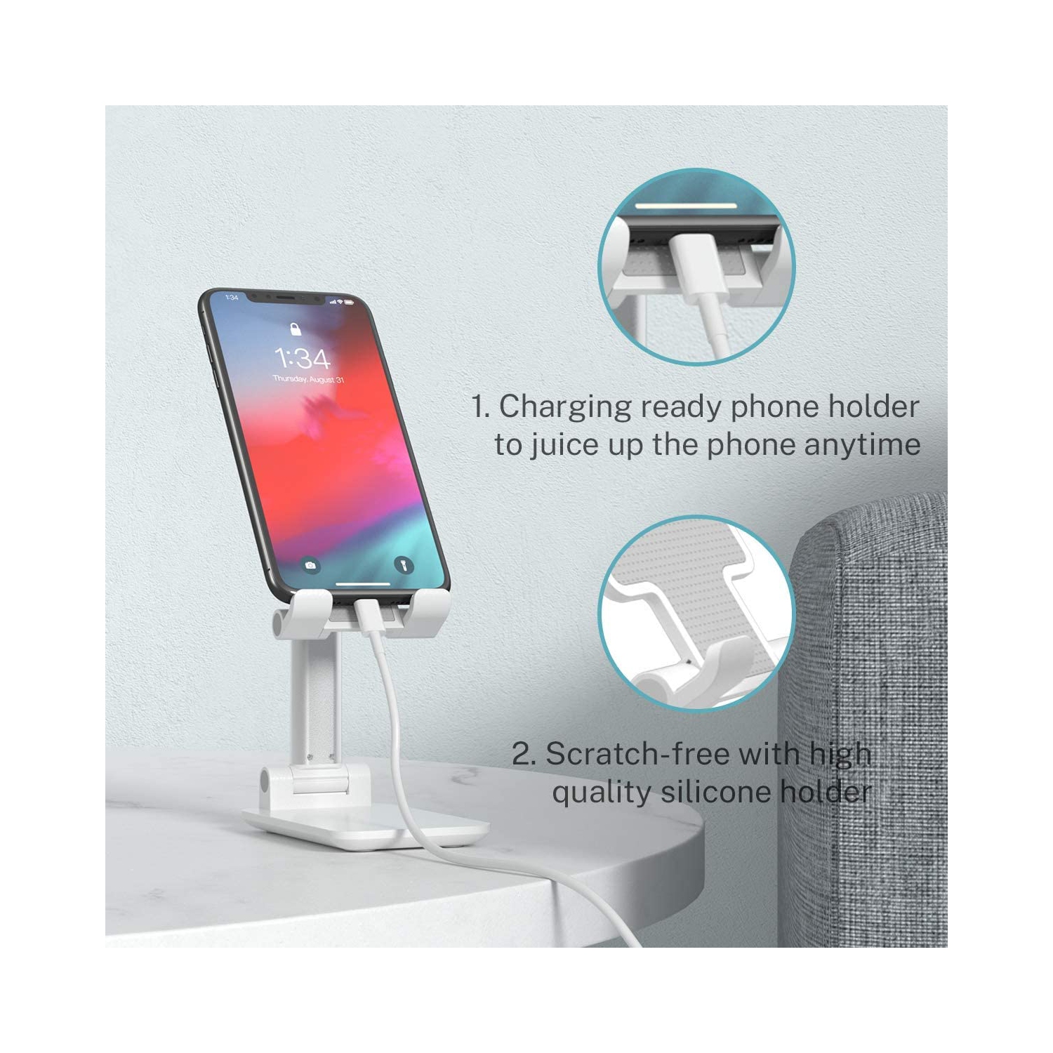 Wingomart- Cell Phone Stand, tablet holder Foldable Portable Desktop Stand  Adjustable Height and Angle Phone Holder Aluminum Metal Stand Compatible  with iPhone/samsung/huawei/iPad/Kindle