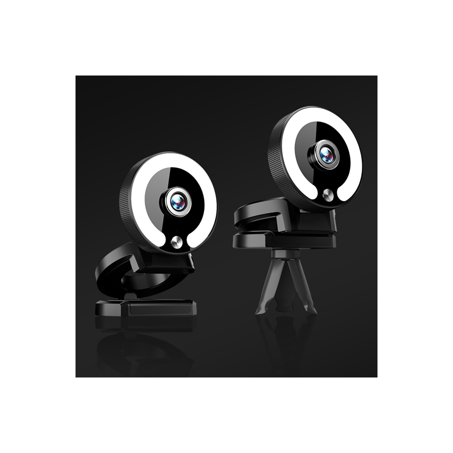 SenseiPhoto 4K Webcam avec éclairage et microphone, panneau lumineux LED, focus automatique et luminosité réglable avec contrôle tactile | Caméra Web
