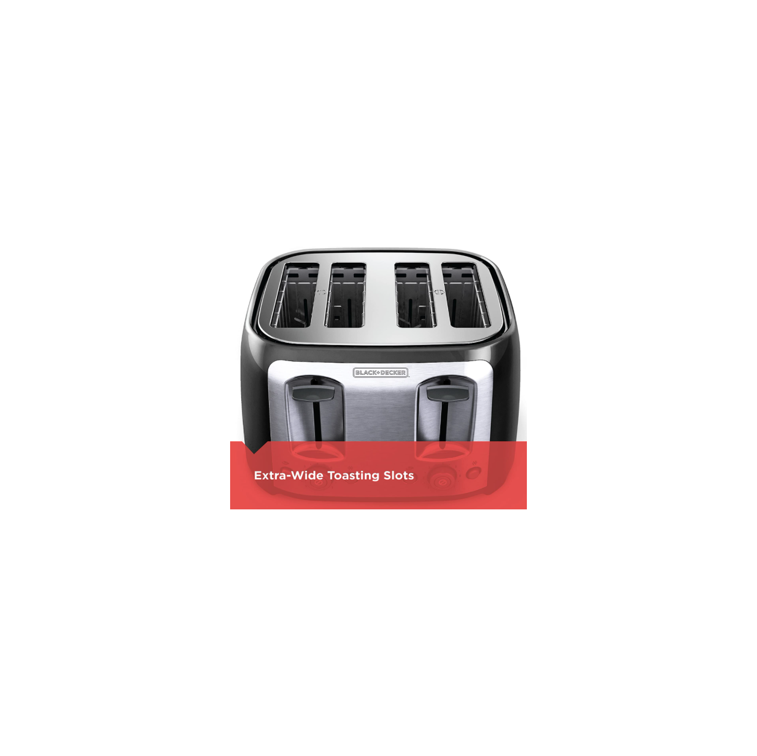 BLACK+DECKER Toaster, 4 Slice, Extra Wide Slots for Bagels and Artisan Breads, Black, TR1478BD