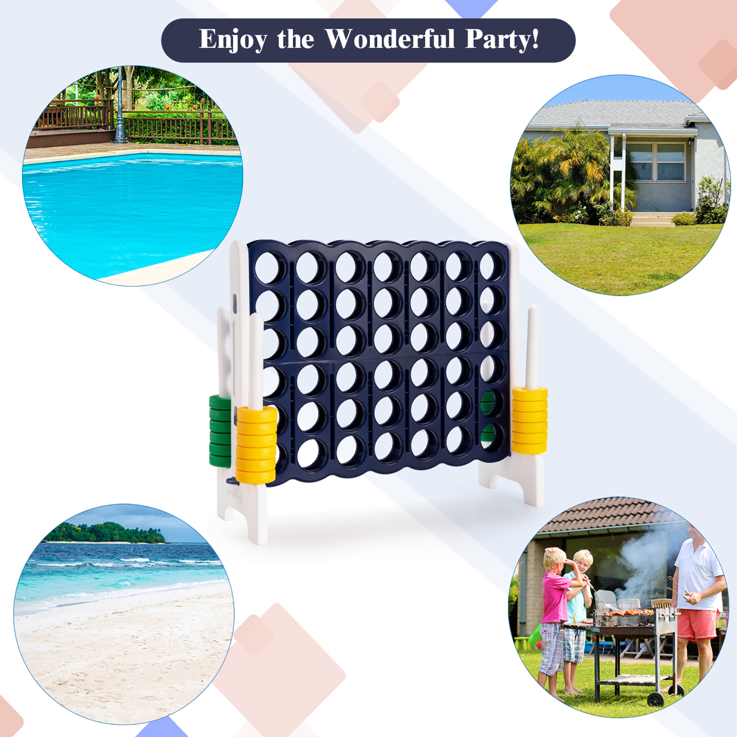 Costway Jumbo 4-to-Score 4 in A Row Giant Game Set Outdoor Indoor Kids Adults Family Fun