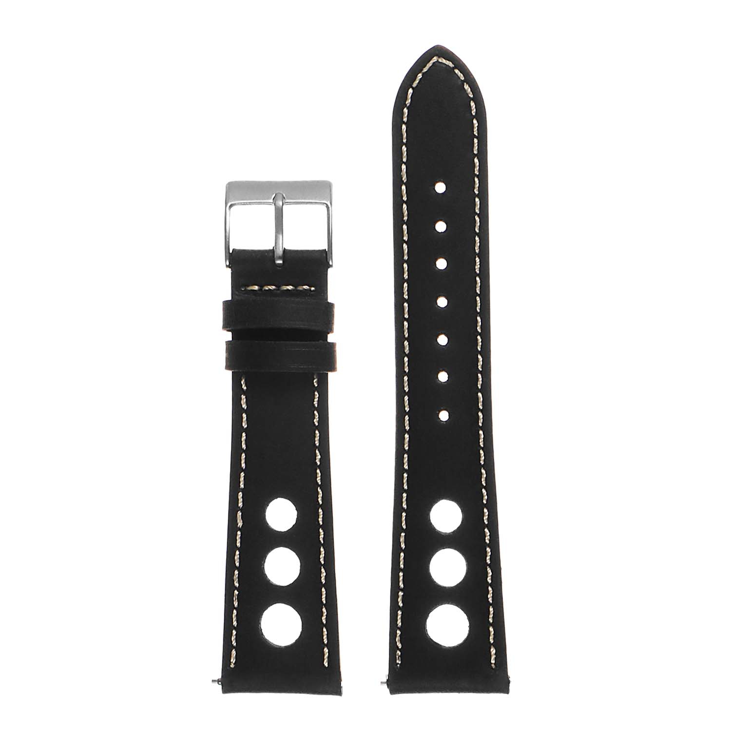 DASSARI Carrera Distressed Leather GT Rally Watch Band Strap for Fitbit Charge 4 & Charge 3 - Black